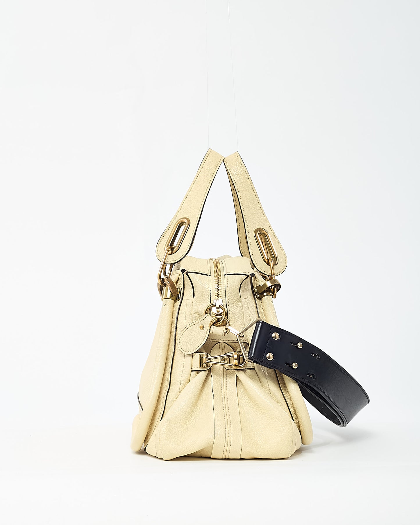 Chloé Cream Beige Pebbled Leather Medium Paraty Military 2Way Bag