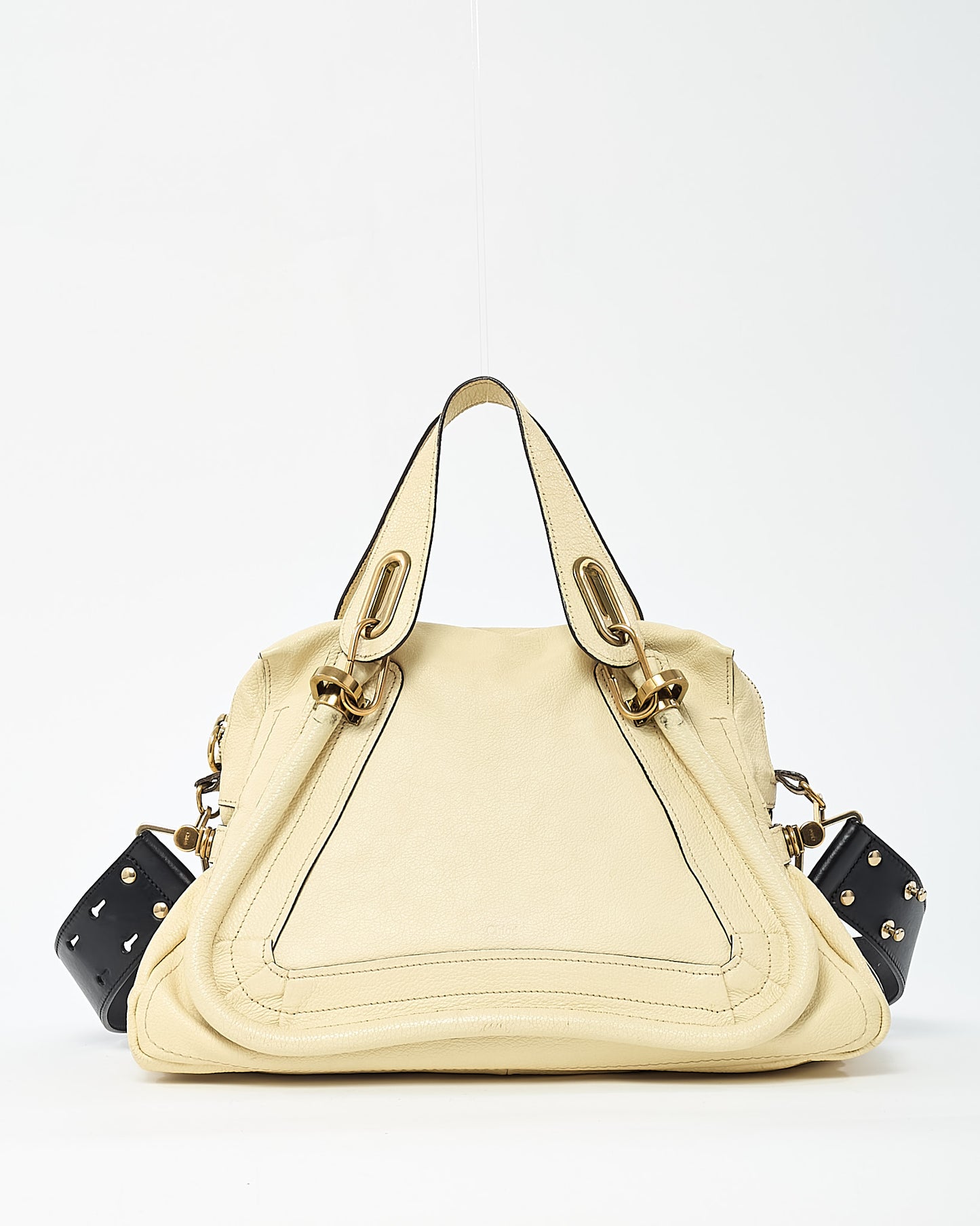 Chloé Cream Beige Pebbled Leather Medium Paraty Military 2Way Bag