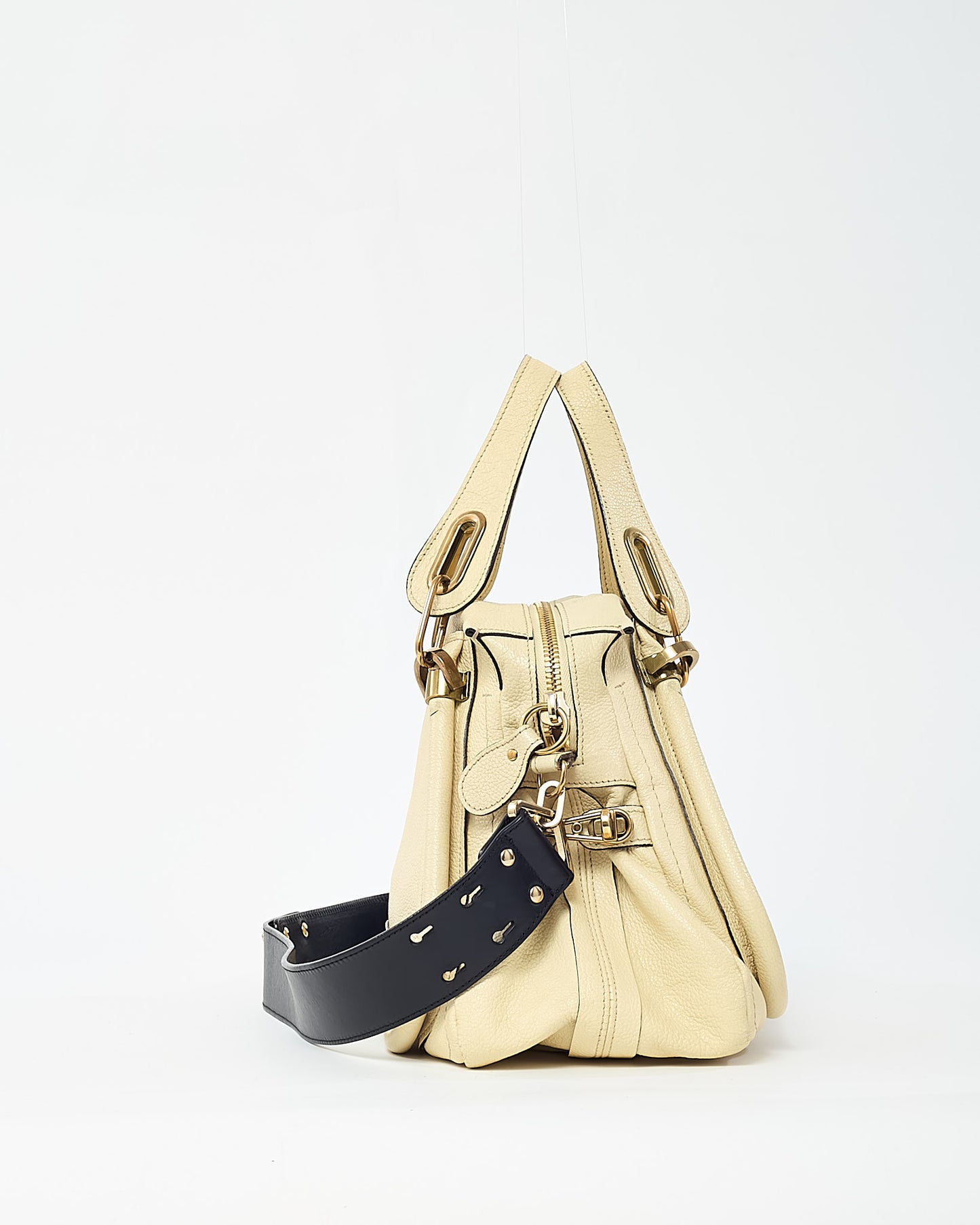 Chloé Cream Beige Pebbled Leather Medium Paraty Military 2Way Bag