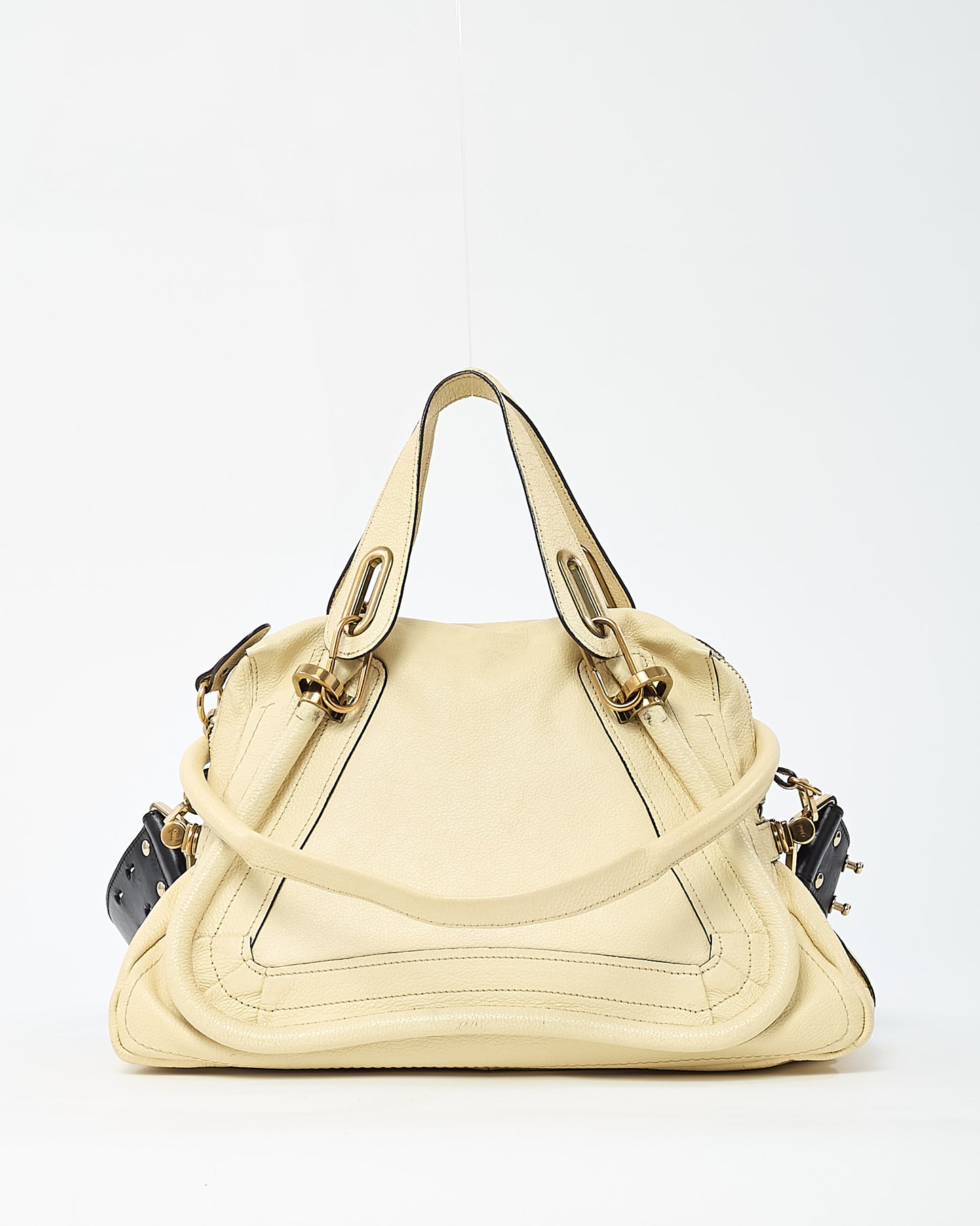 Chloé Cream Beige Pebbled Leather Medium Paraty Military 2Way Bag