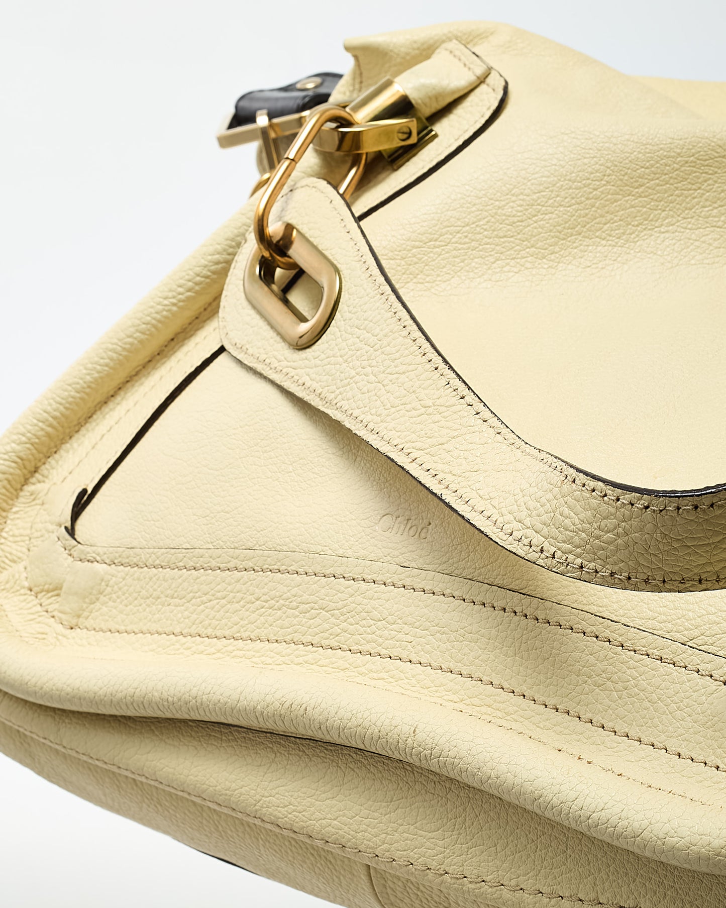 Chloé Cream Beige Pebbled Leather Medium Paraty Military 2Way Bag