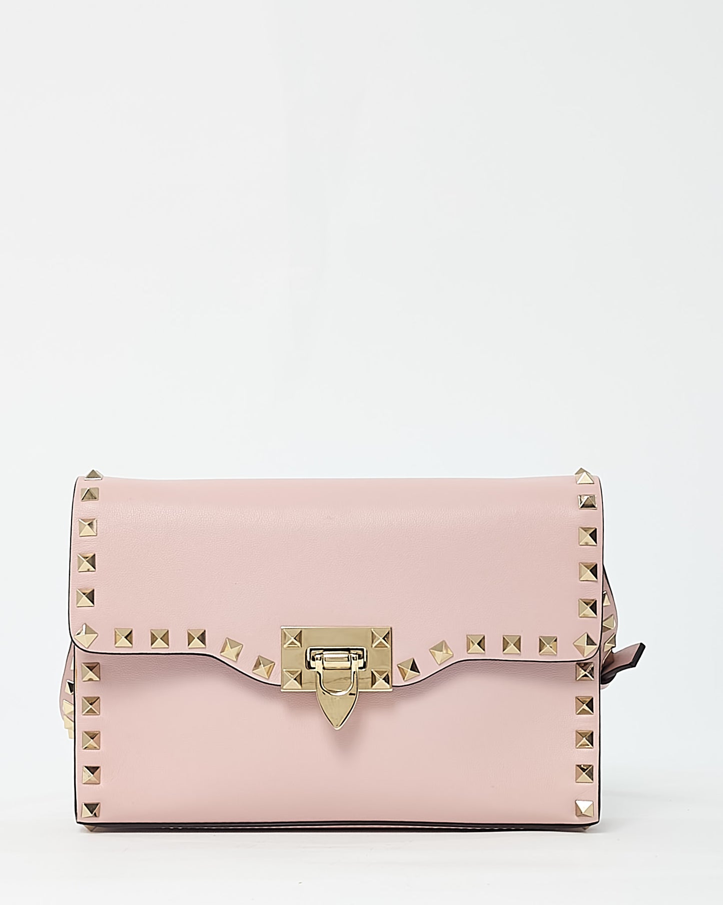 Valentino Pink Leather GHW Rockstud Small Envelope Flap Crossbody Bag