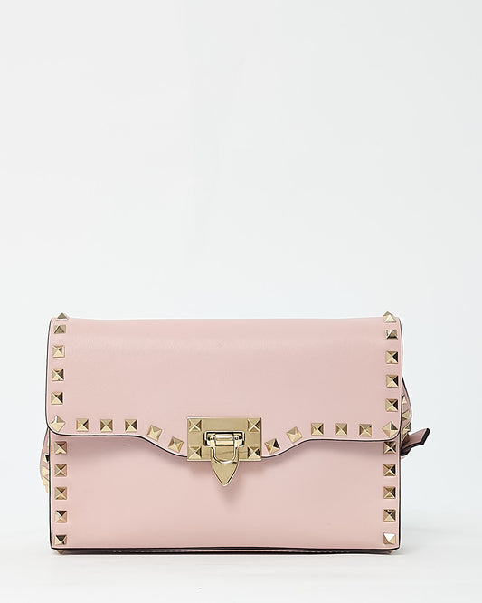 Valentino Pink Leather GHW Rockstud Small Envelope Flap Crossbody Bag