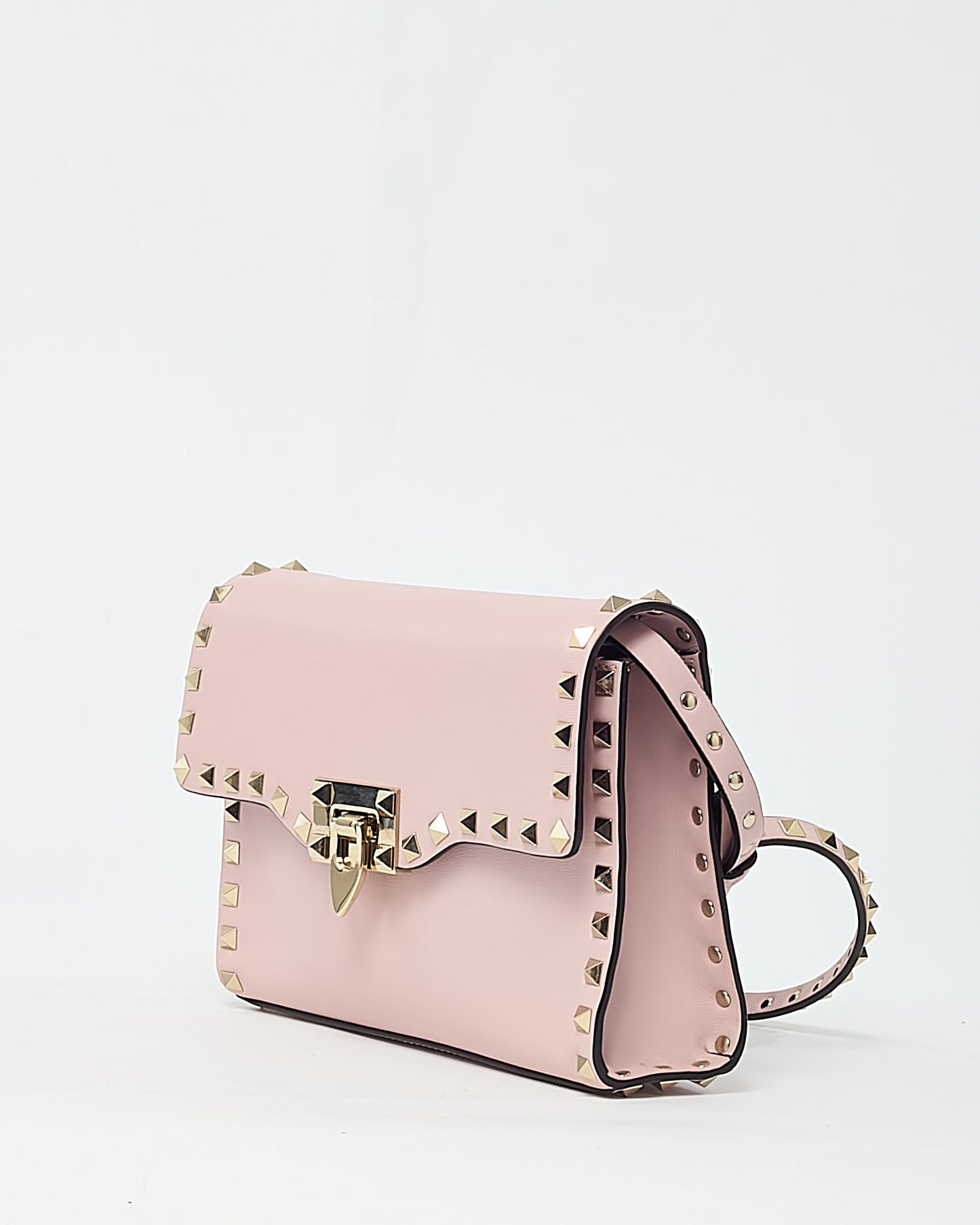 Valentino Pink Leather GHW Rockstud Small Envelope Flap Crossbody Bag