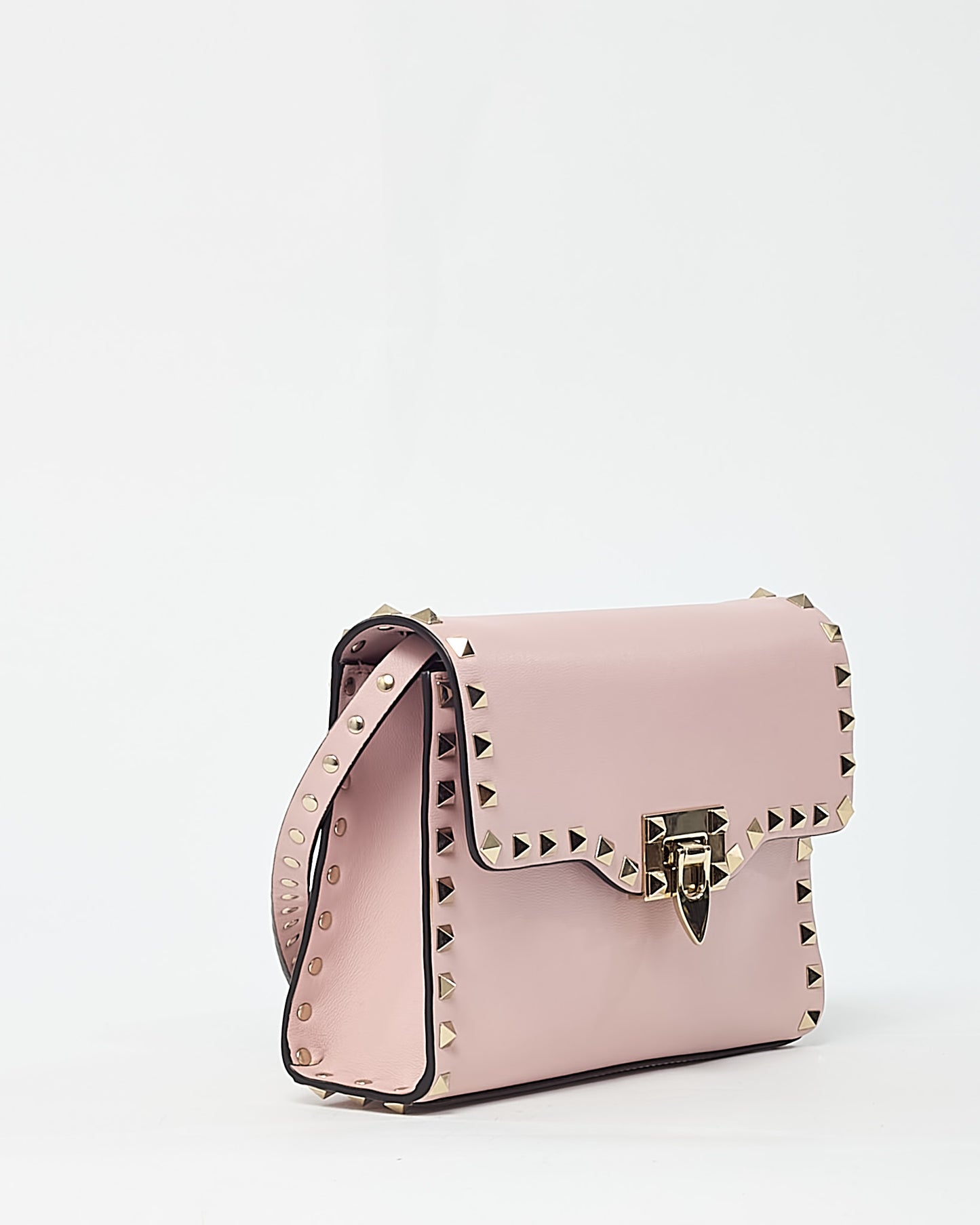 Valentino Pink Leather GHW Rockstud Small Envelope Flap Crossbody Bag