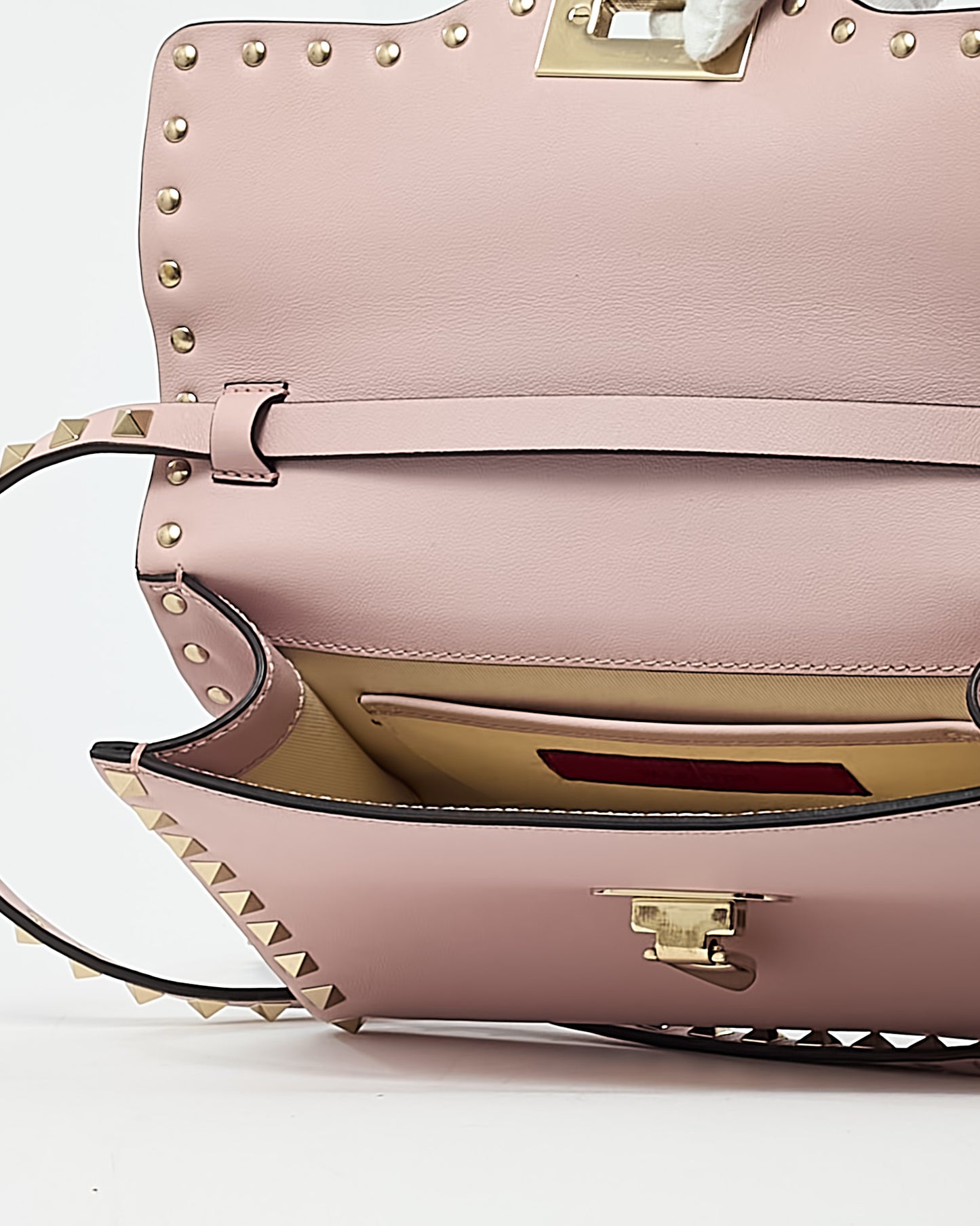 Valentino Pink Leather GHW Rockstud Small Envelope Flap Crossbody Bag