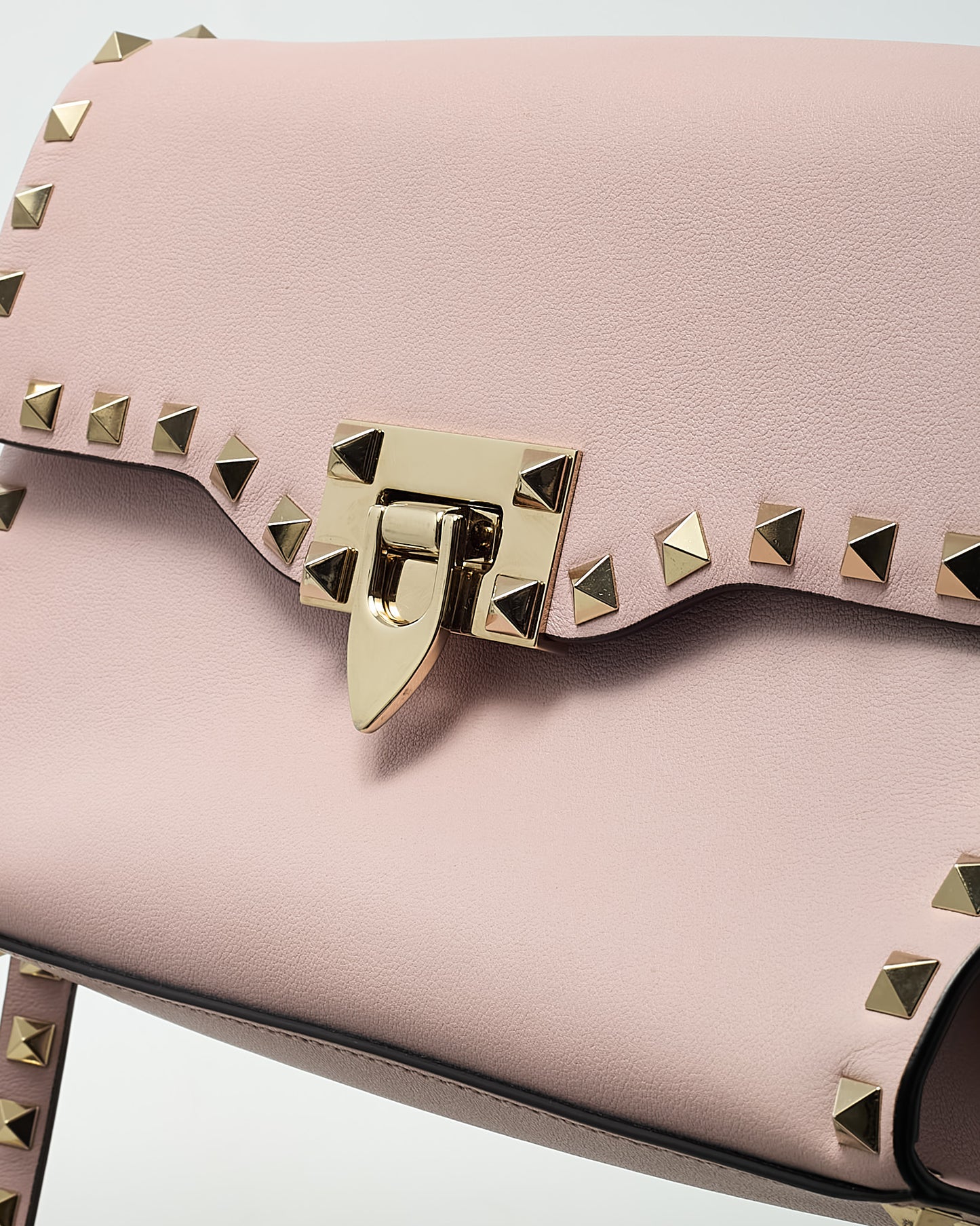 Valentino Pink Leather GHW Rockstud Small Envelope Flap Crossbody Bag