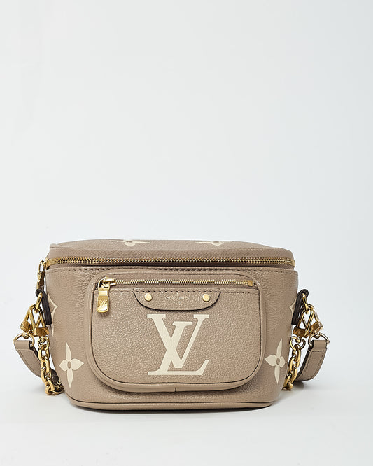 Louis Vuitton Tourterelle Beige and Cream Bicolor Monogram Empreinte Leather Mini Bumbag