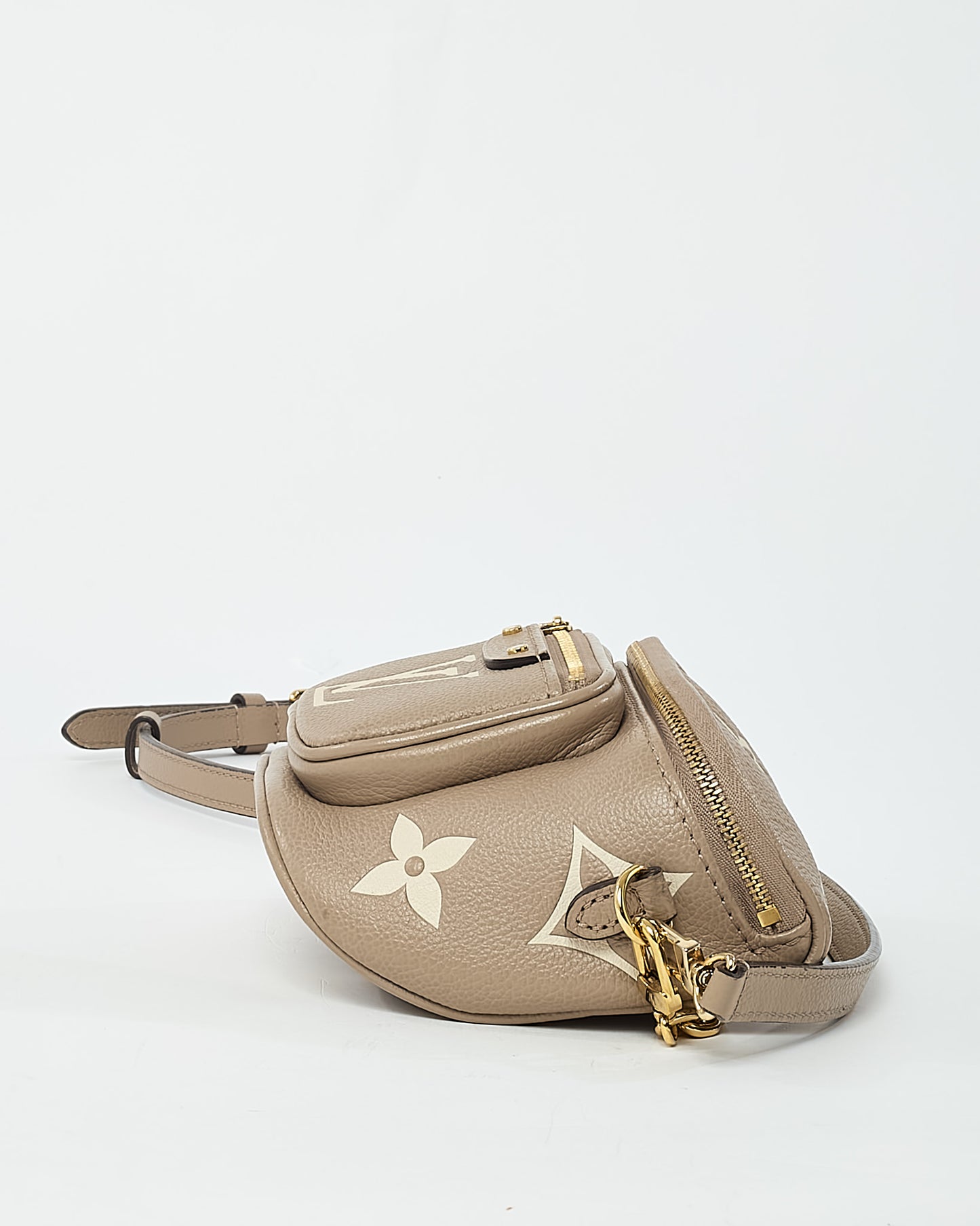 Louis Vuitton Tourterelle Beige and Cream Bicolor Monogram Empreinte Leather Mini Bumbag