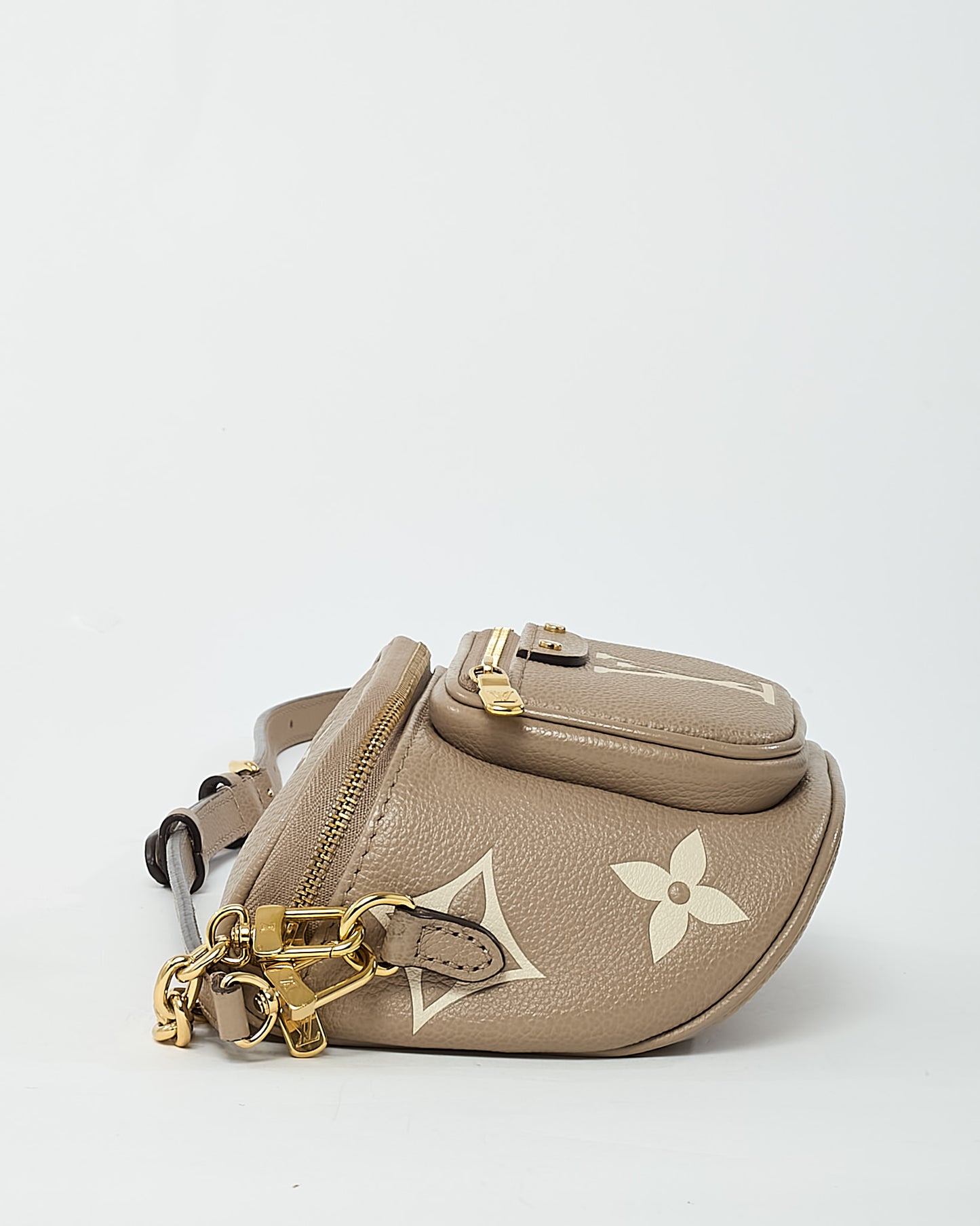 Louis Vuitton Tourterelle Beige and Cream Bicolor Monogram Empreinte Leather Mini Bumbag