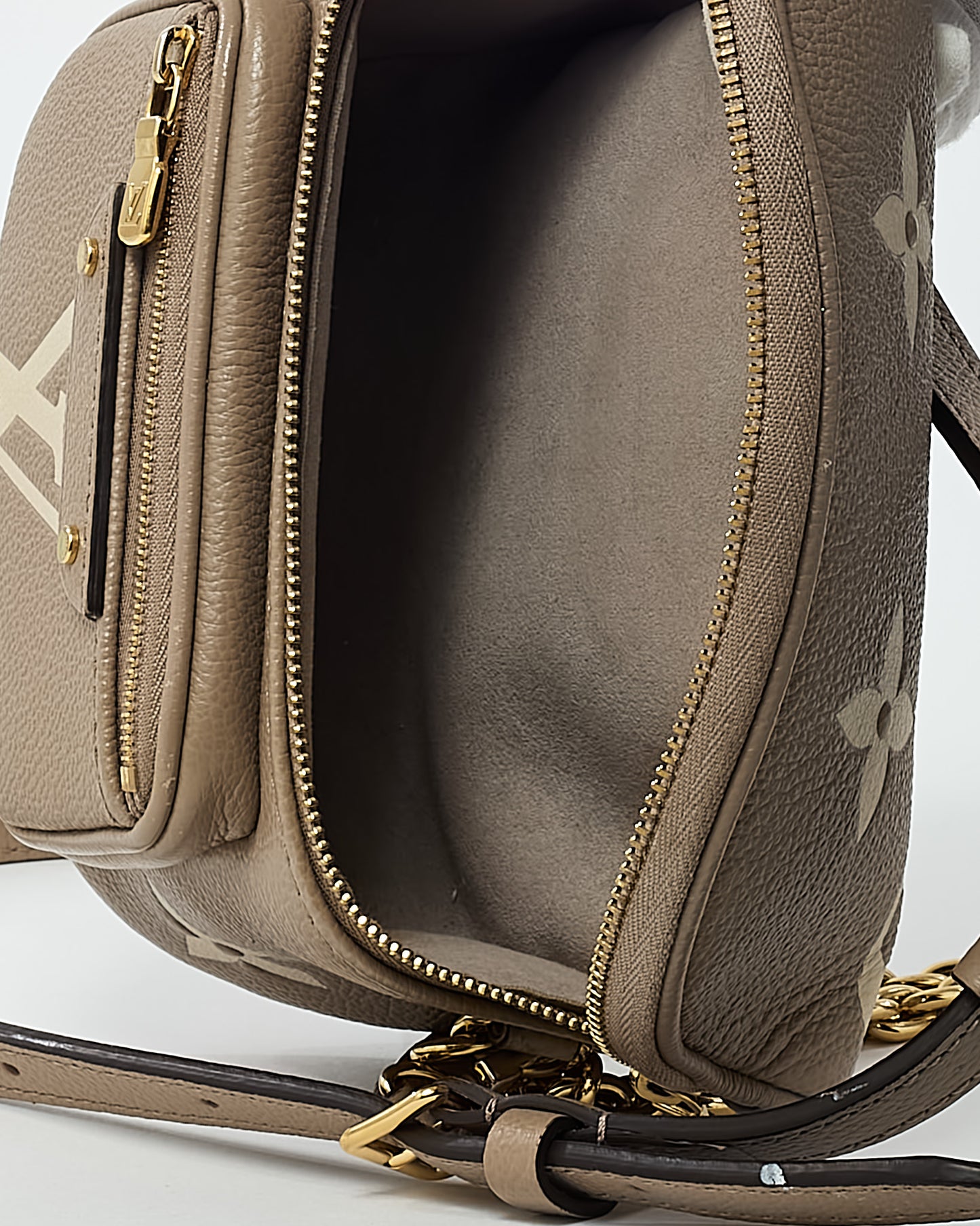 Louis Vuitton Tourterelle Beige and Cream Bicolor Monogram Empreinte Leather Mini Bumbag