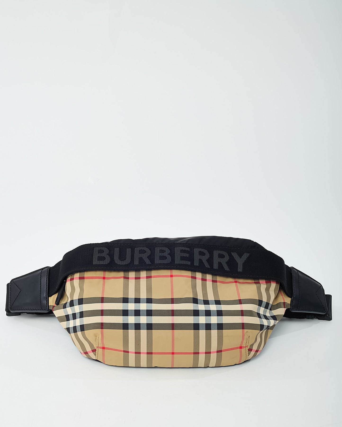 Burberry Black Logo Canvas and Beige Nova Check Nylon Sonny Belt Bag
