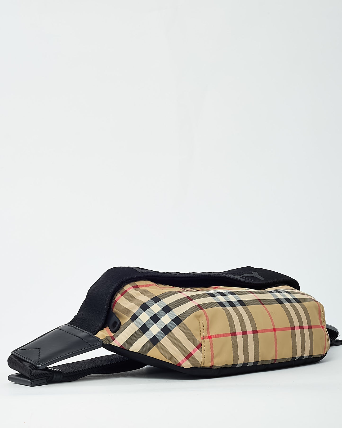 Burberry Black Logo Canvas and Beige Nova Check Nylon Sonny Belt Bag