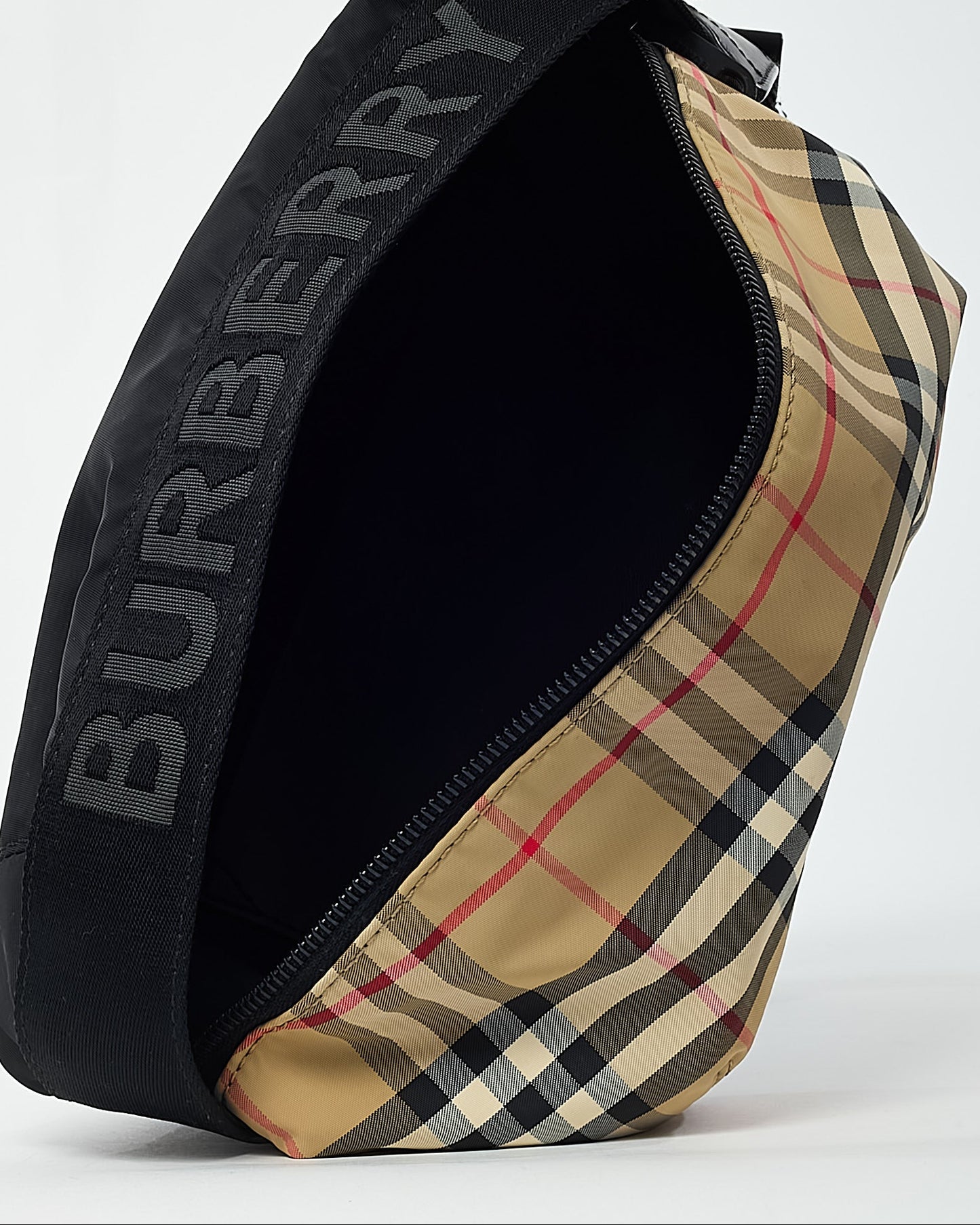 Burberry Black Logo Canvas and Beige Nova Check Nylon Sonny Belt Bag