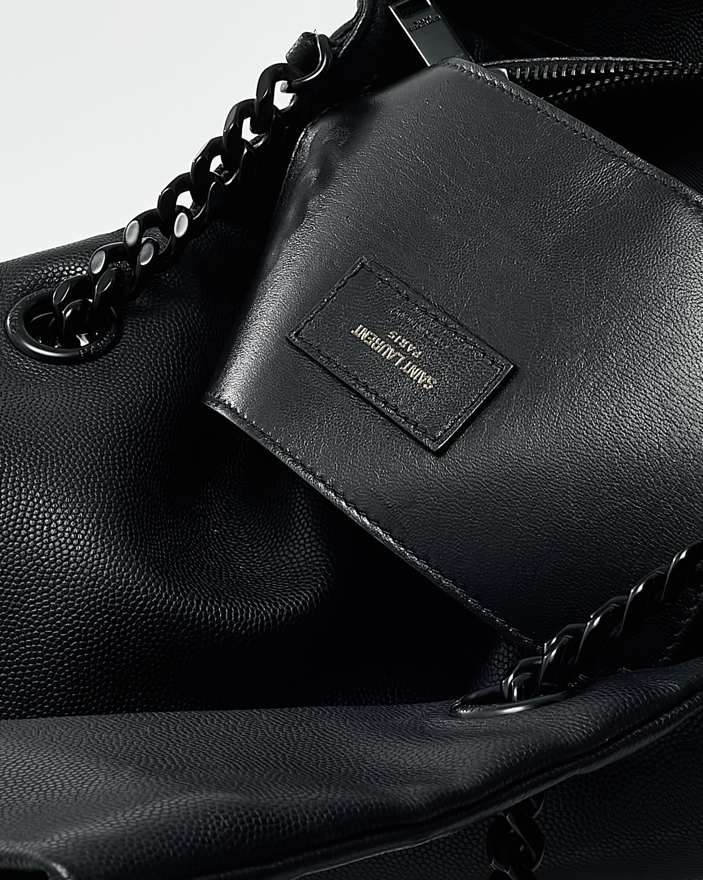 Saint Laurent Black Grain De Poudre Leather BHW YSL Monogram Medium West Hollywood Shoulder Bag