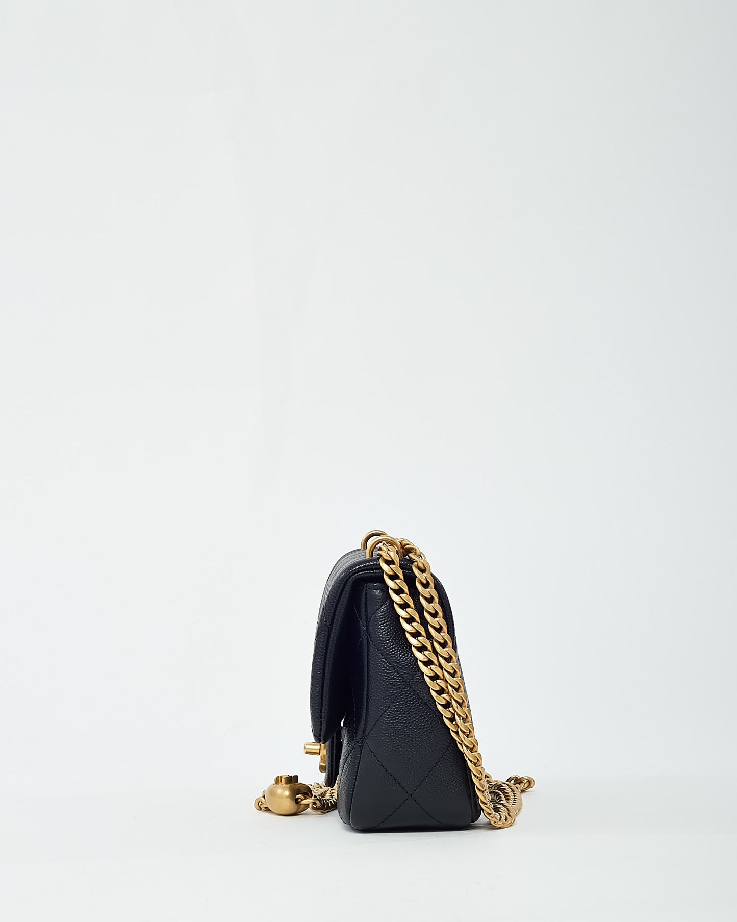 Chanel Black Caviar Quilted Leather Sweetheart Coco Crush Mini Square Flap Bag GHW