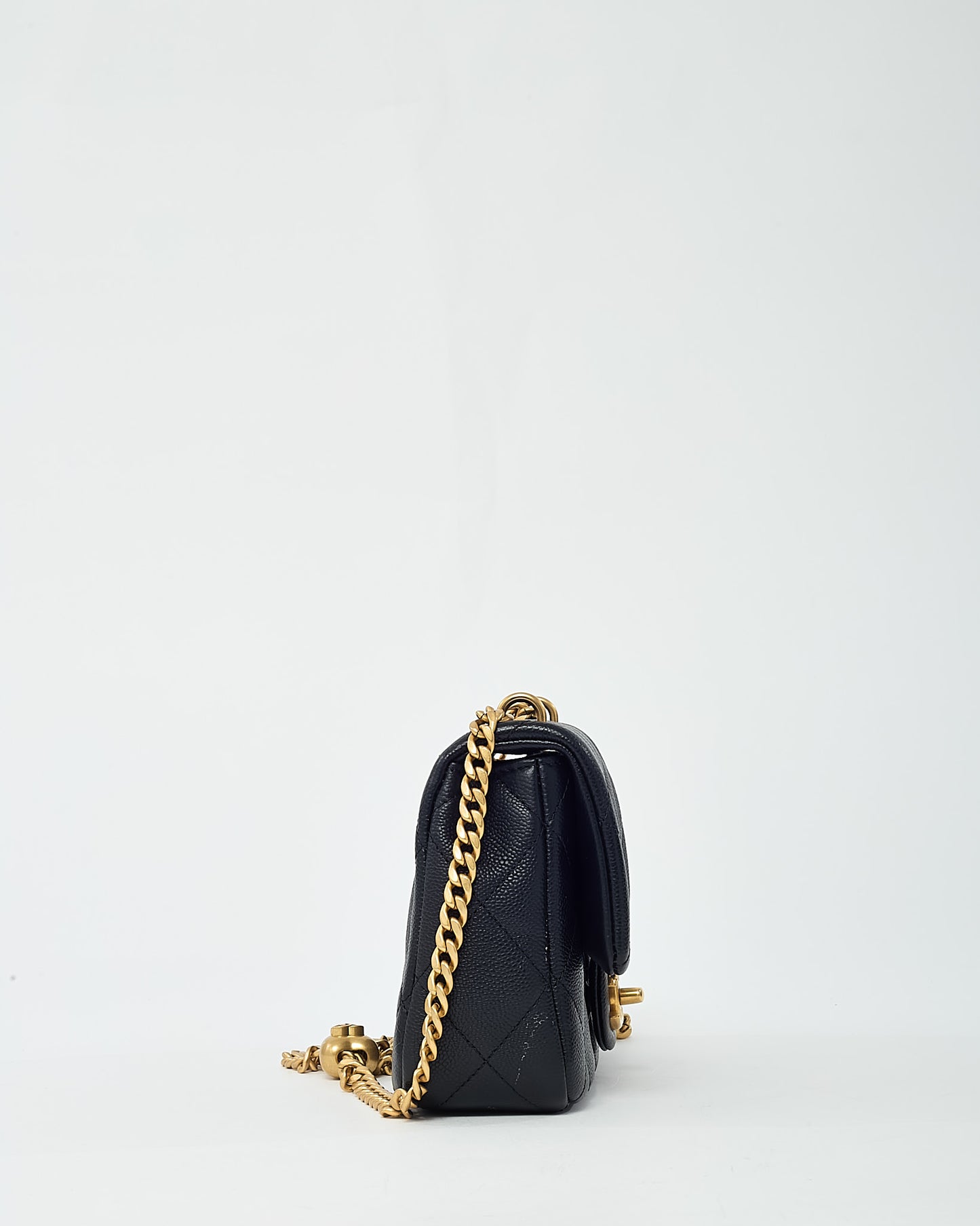 Chanel Black Caviar Quilted Leather Sweetheart Coco Crush Mini Square Flap Bag GHW