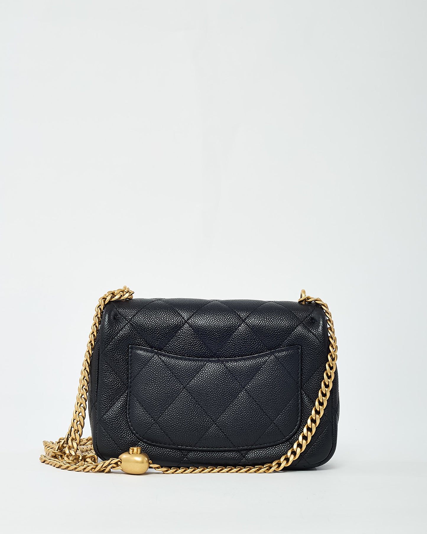Chanel Black Caviar Quilted Leather Sweetheart Coco Crush Mini Square Flap Bag GHW