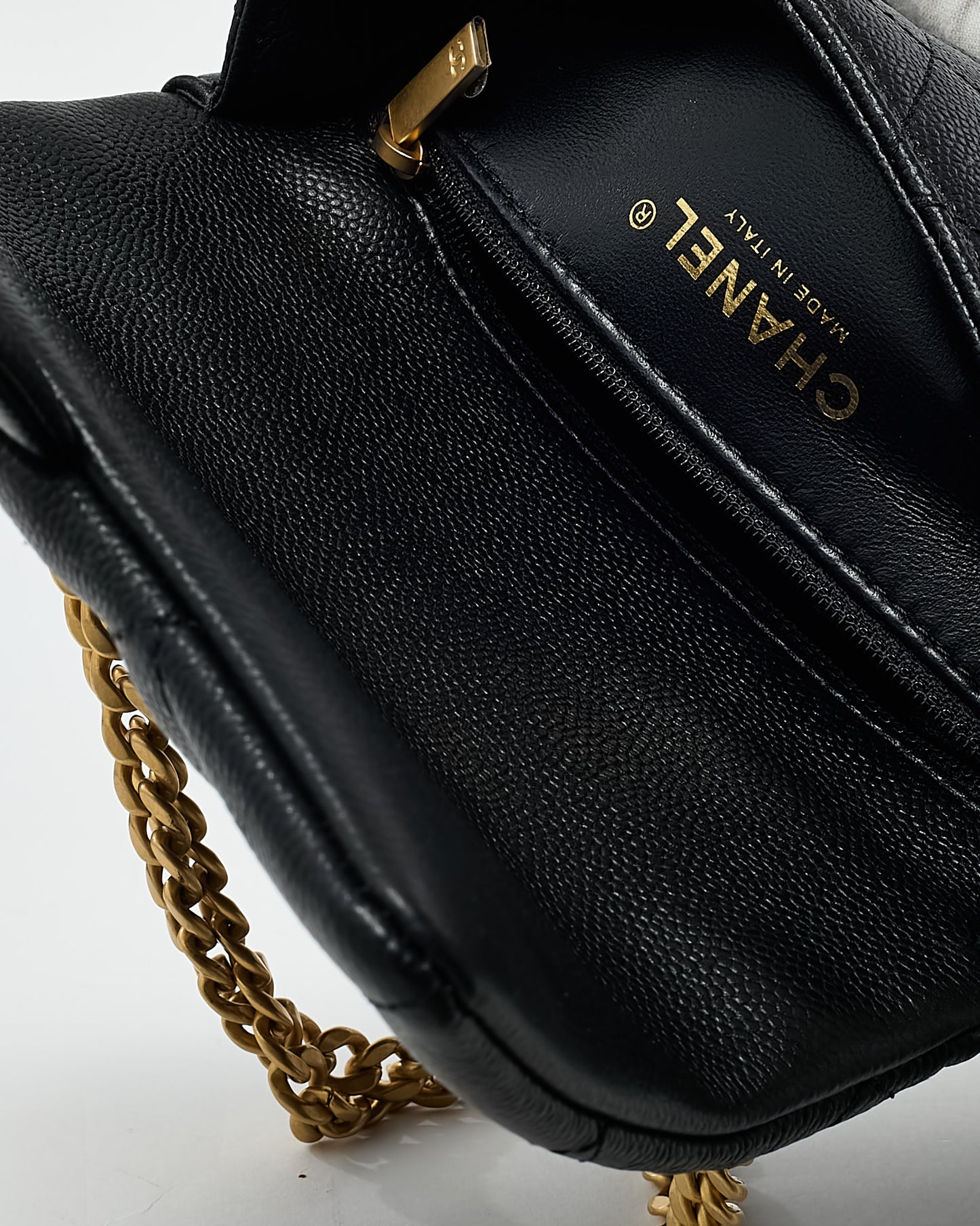 Chanel Black Caviar Quilted Leather Sweetheart Coco Crush Mini Square Flap Bag GHW