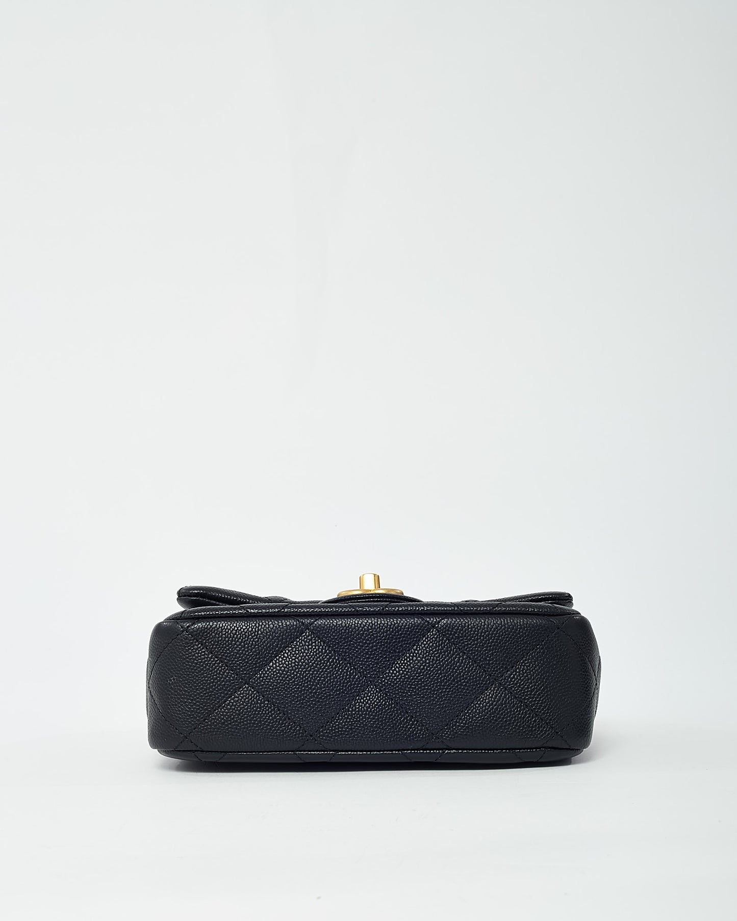 Chanel Black Caviar Quilted Leather Sweetheart Coco Crush Mini Square Flap Bag GHW