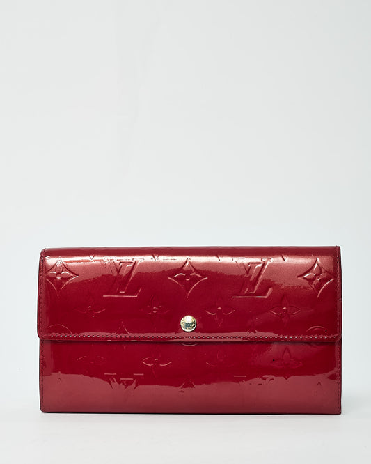 Louis Vuitton Red Monogram Vernis Patent Leather Sarah Wallet