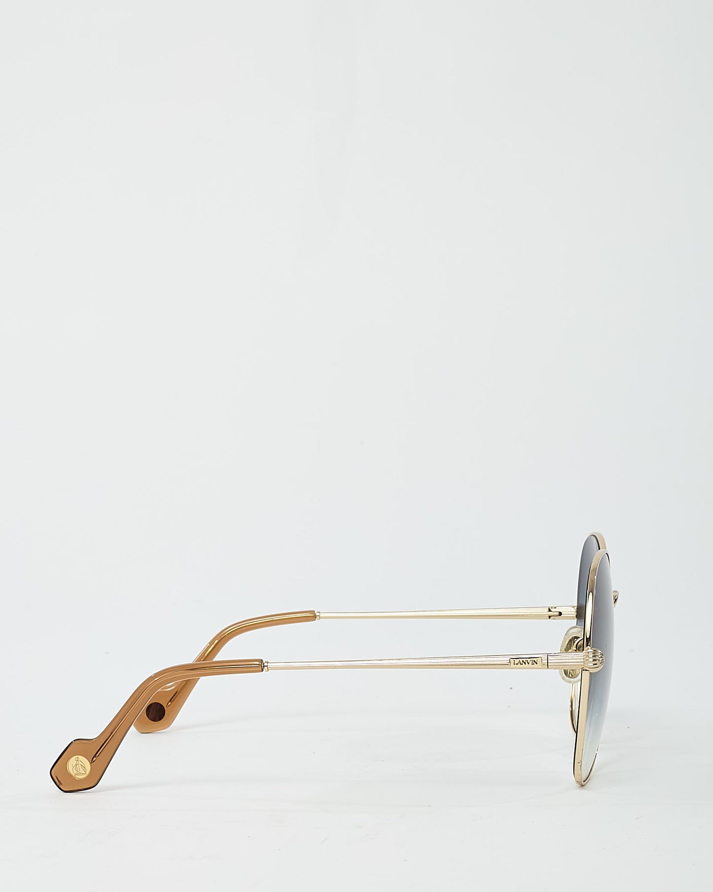 Lanvin Gold Metal Gradient Lens Oversize Round Sunglasses