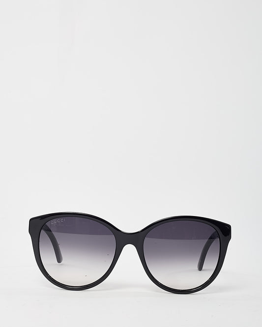 Gucci Black Acetate Gold GG Detail GG 0631S Oversize Round Cat Eye Sunglasses