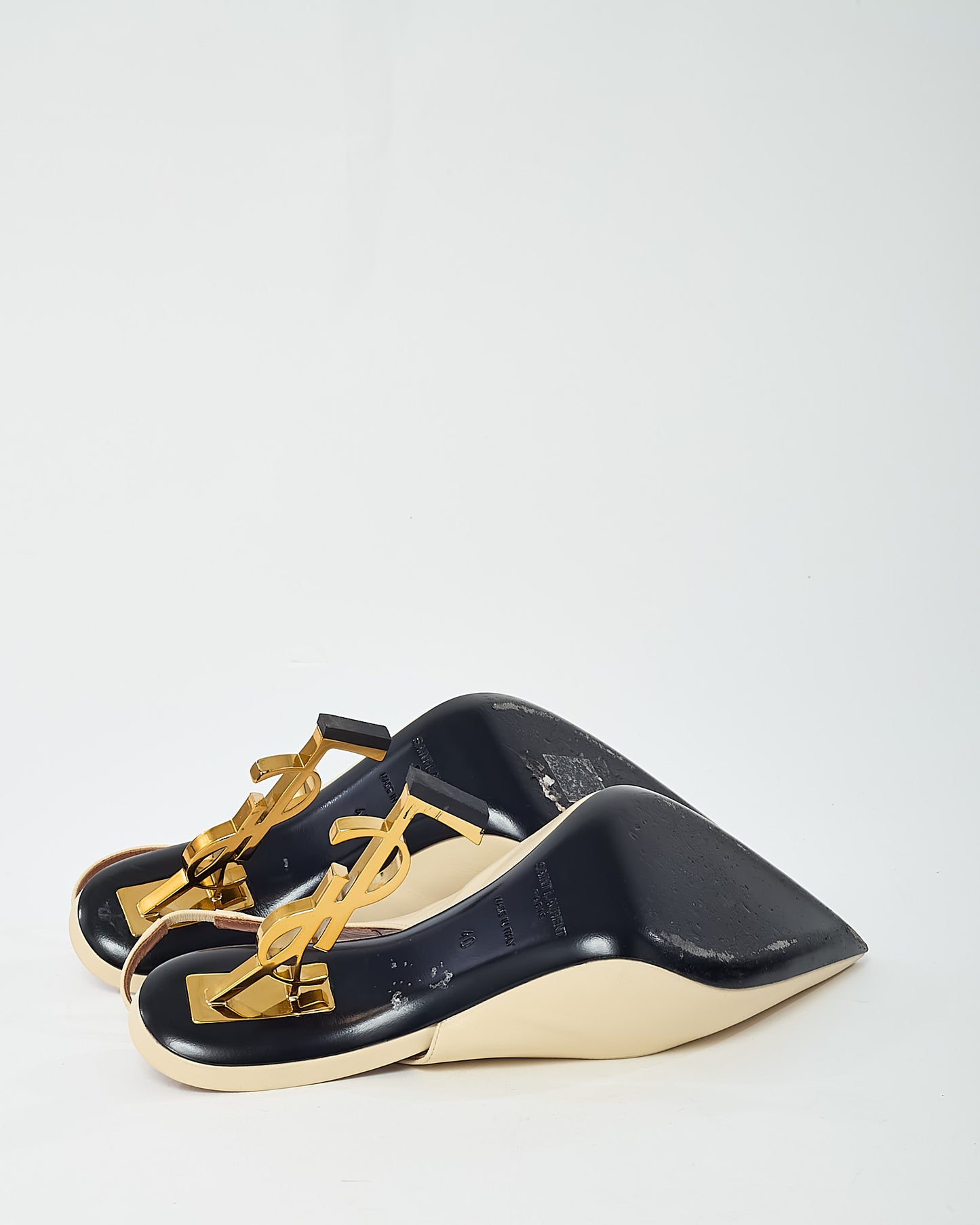 Saint Laurent Beige Patent Leather Slingback YSL 110mm Opyum Pumps - 40