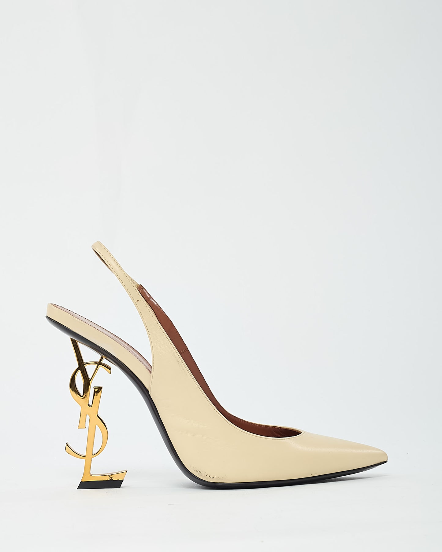 Saint Laurent Beige Patent Leather Slingback YSL 110mm Opyum Pumps - 40