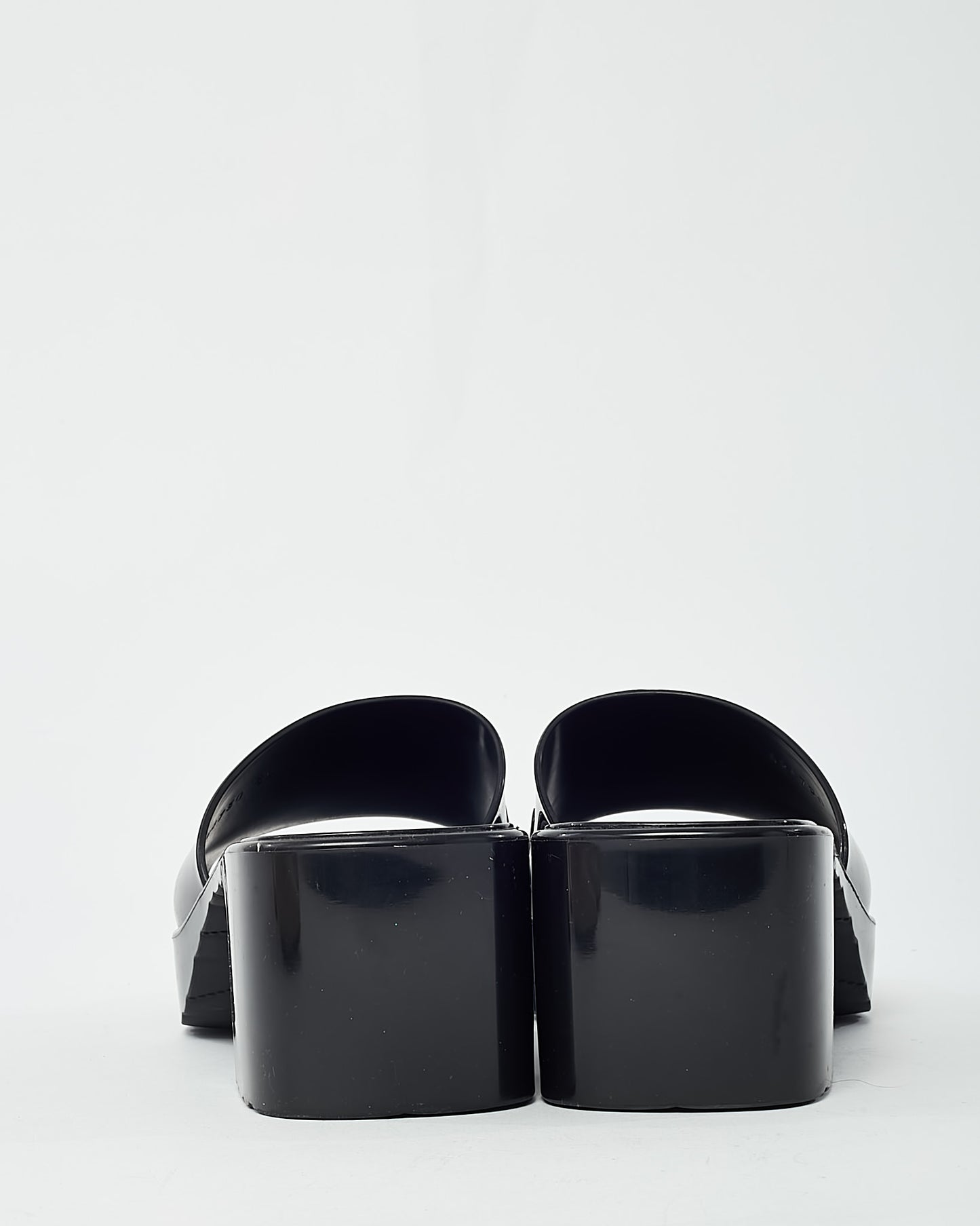 Gucci Black PVC Rubber Gucci Logo Platform 20/60mm Slide Sandals - 39