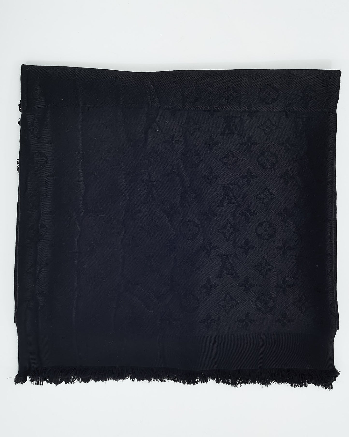 Louis Vuitton Black Silk and Wool Blend Monogram Classic Shawl Scarf