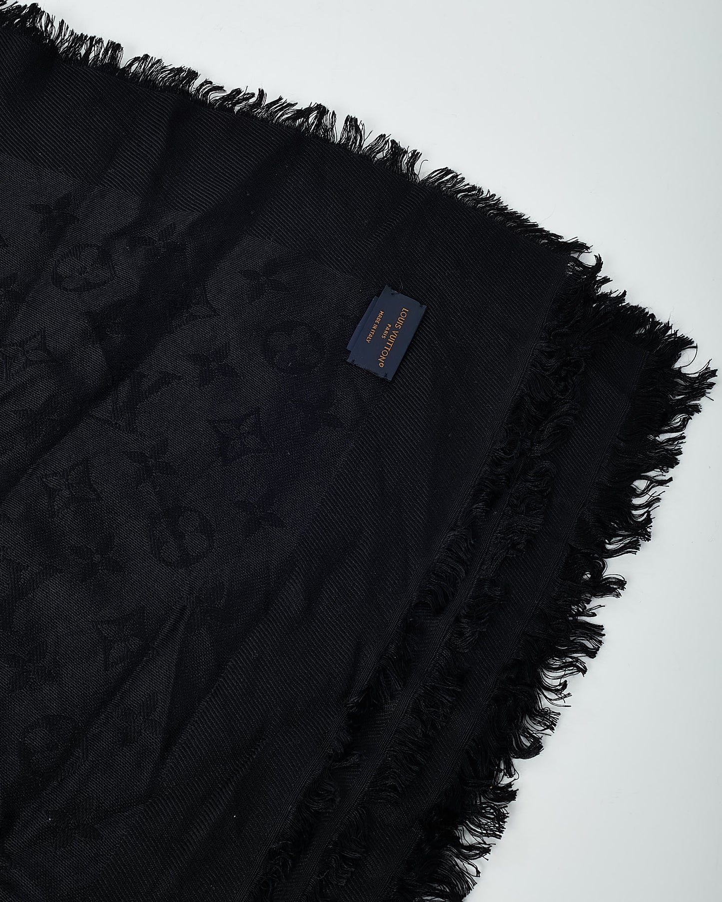 Louis Vuitton Black Silk and Wool Blend Monogram Classic Shawl Scarf