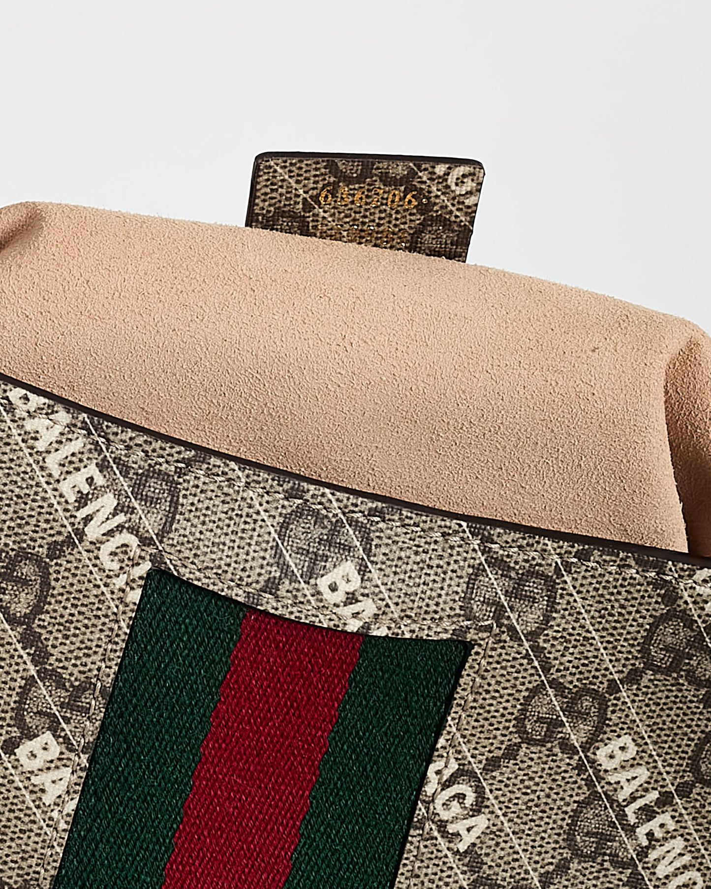 Gucci x Balenciaga GG Monogram Striped Logo Print Coated Canvas Web Small Jackie 1961 Hobo Bag