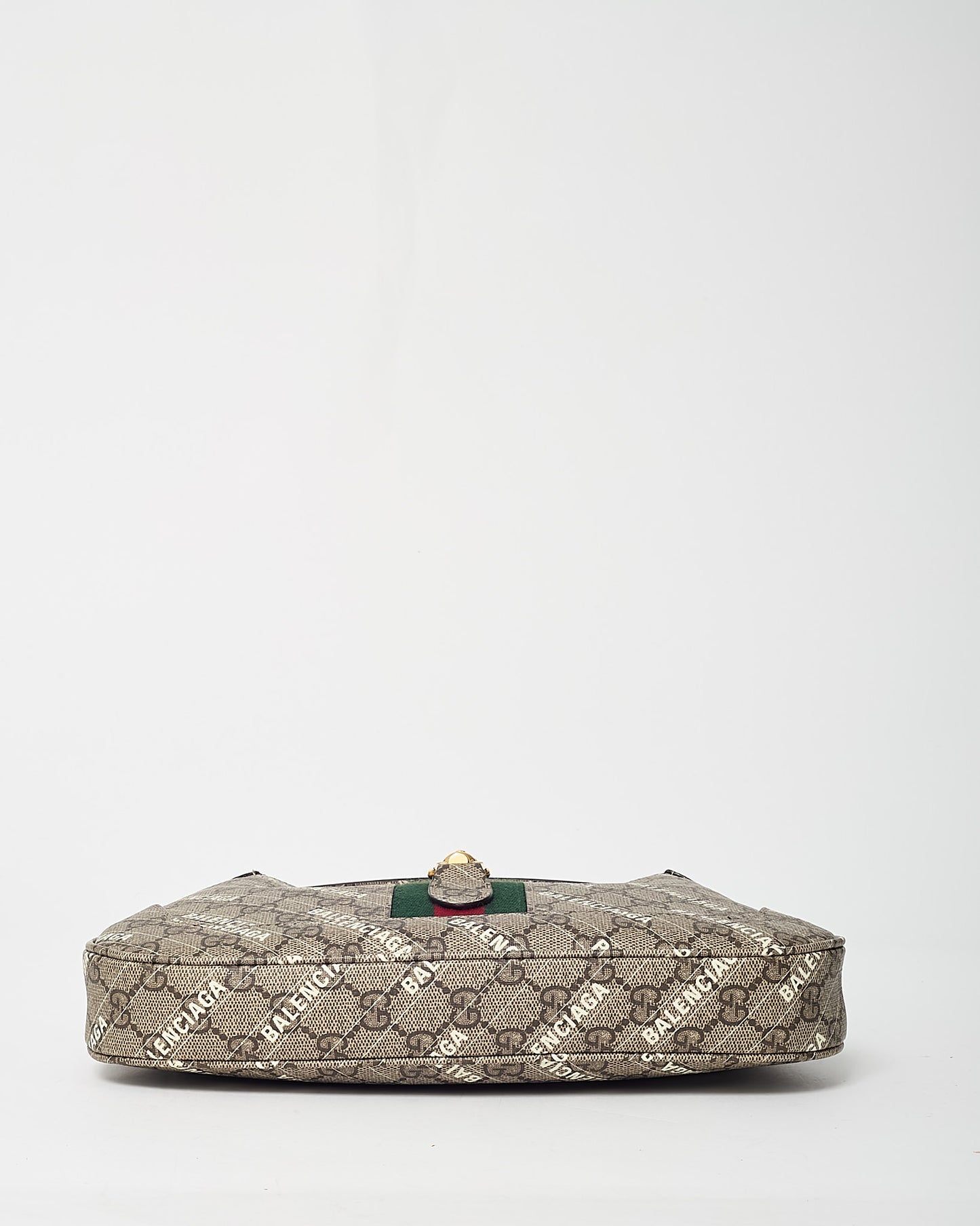 Gucci x Balenciaga GG Monogram Striped Logo Print Coated Canvas Web Small Jackie 1961 Hobo Bag