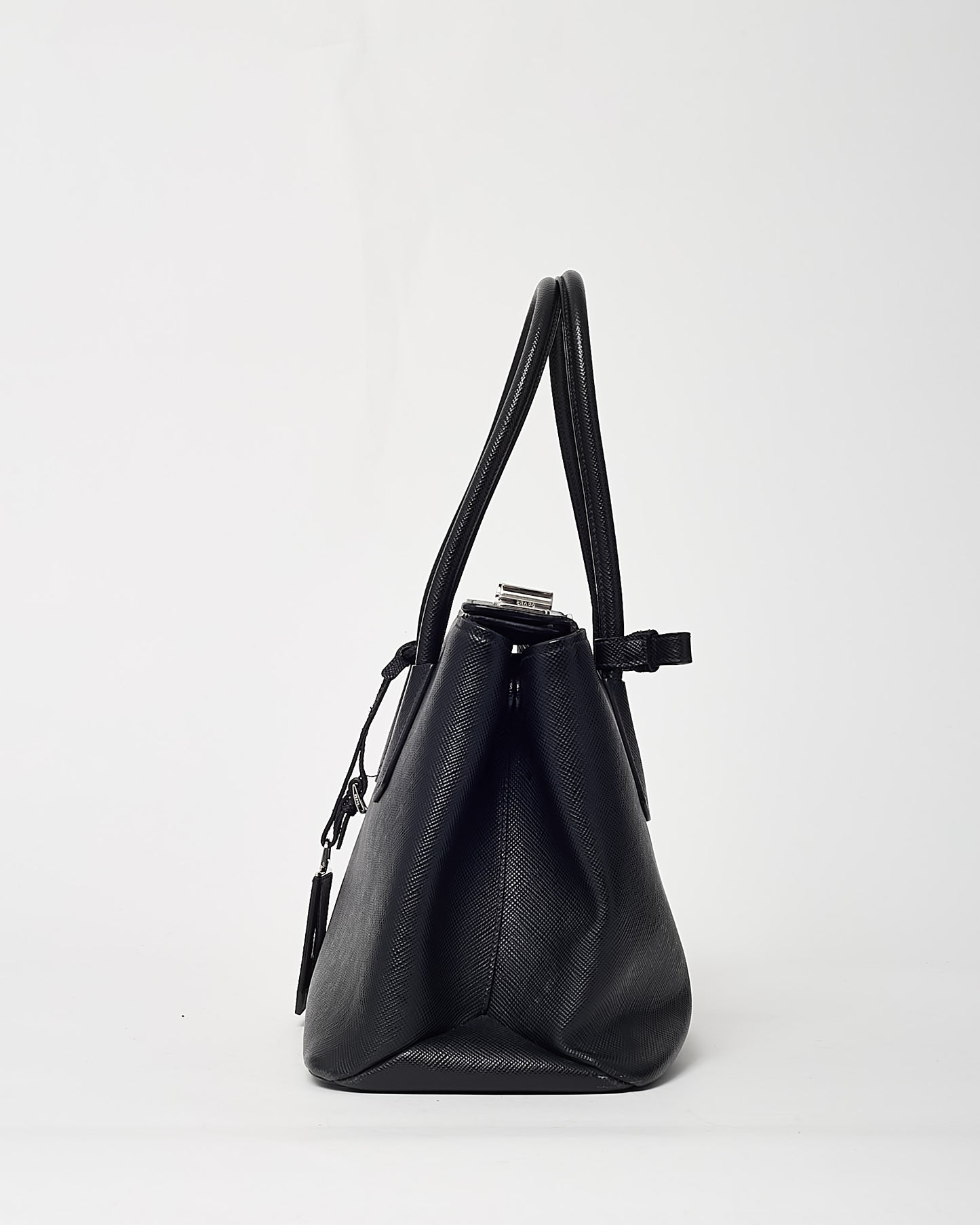 Prada Black Saffiano Lux Leather Twin Tote Bag with Strap