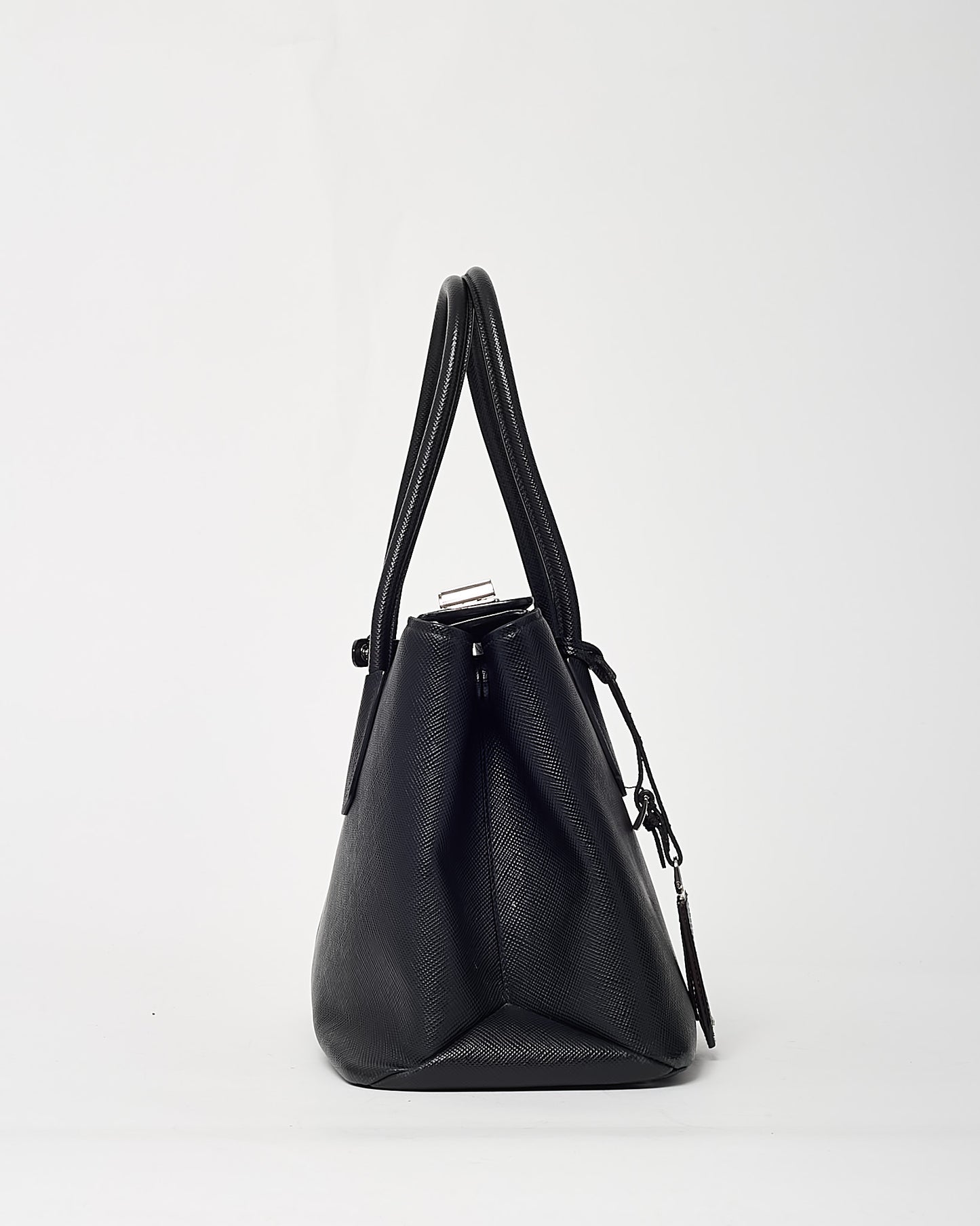 Prada Black Saffiano Lux Leather Twin Tote Bag with Strap