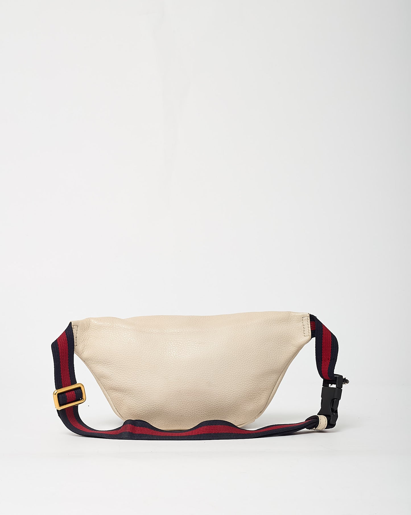 Gucci White Leather Web Logo Small Belt Bag