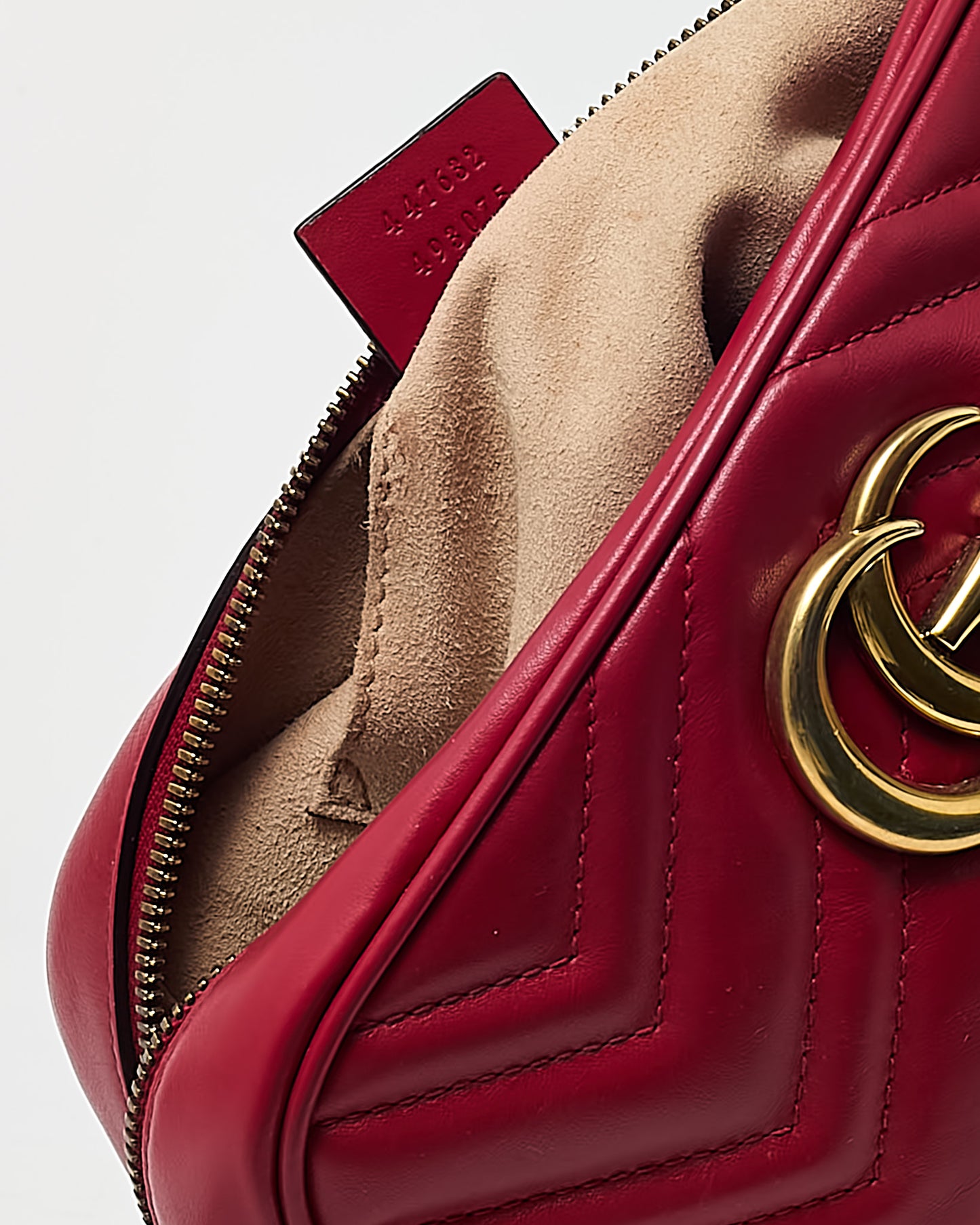 Gucci Red Matelassé Leather GG Marmont Small Camera Crossbody Bag