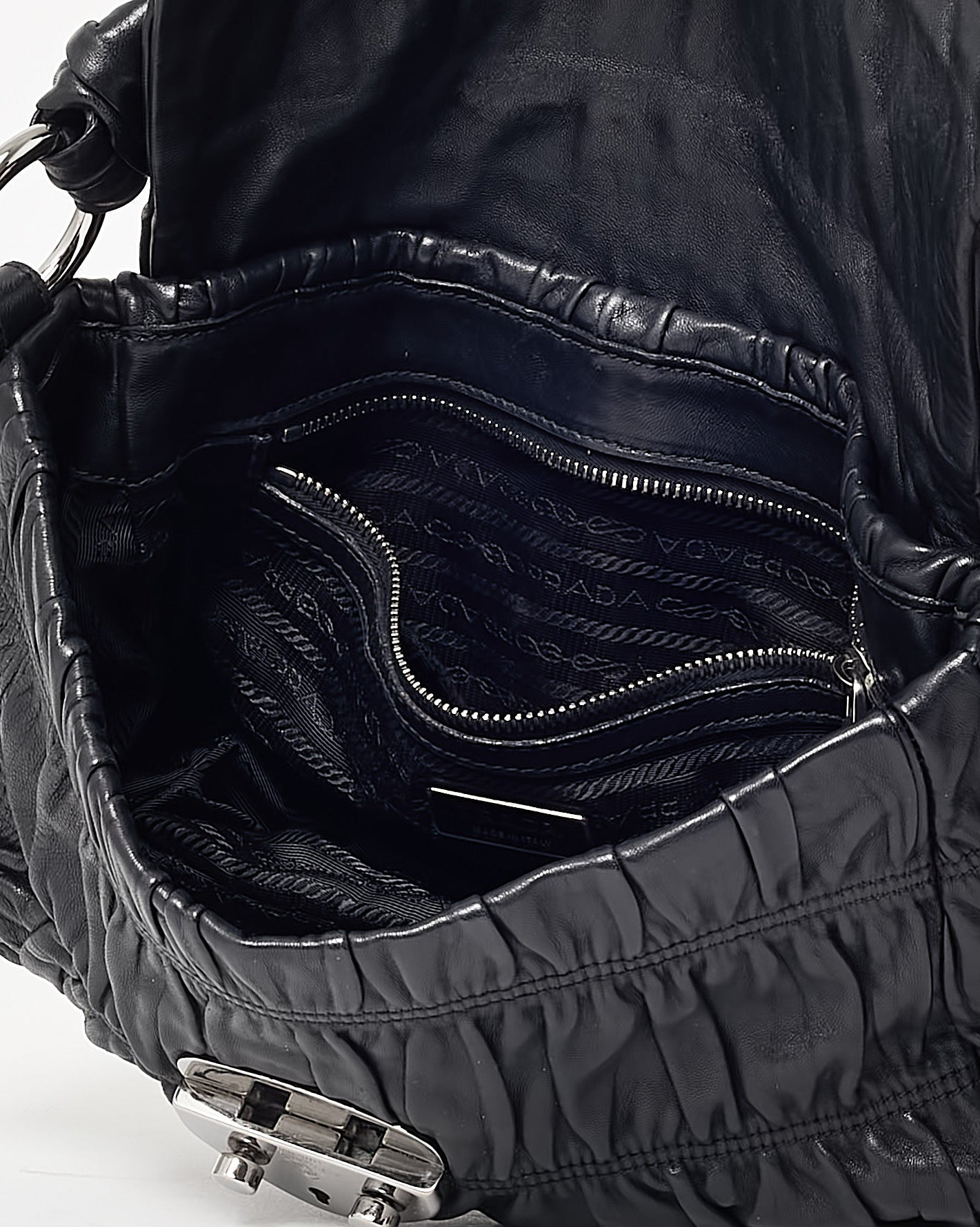 Prada Black Gauffre Nappa Leather Shoulder Bag