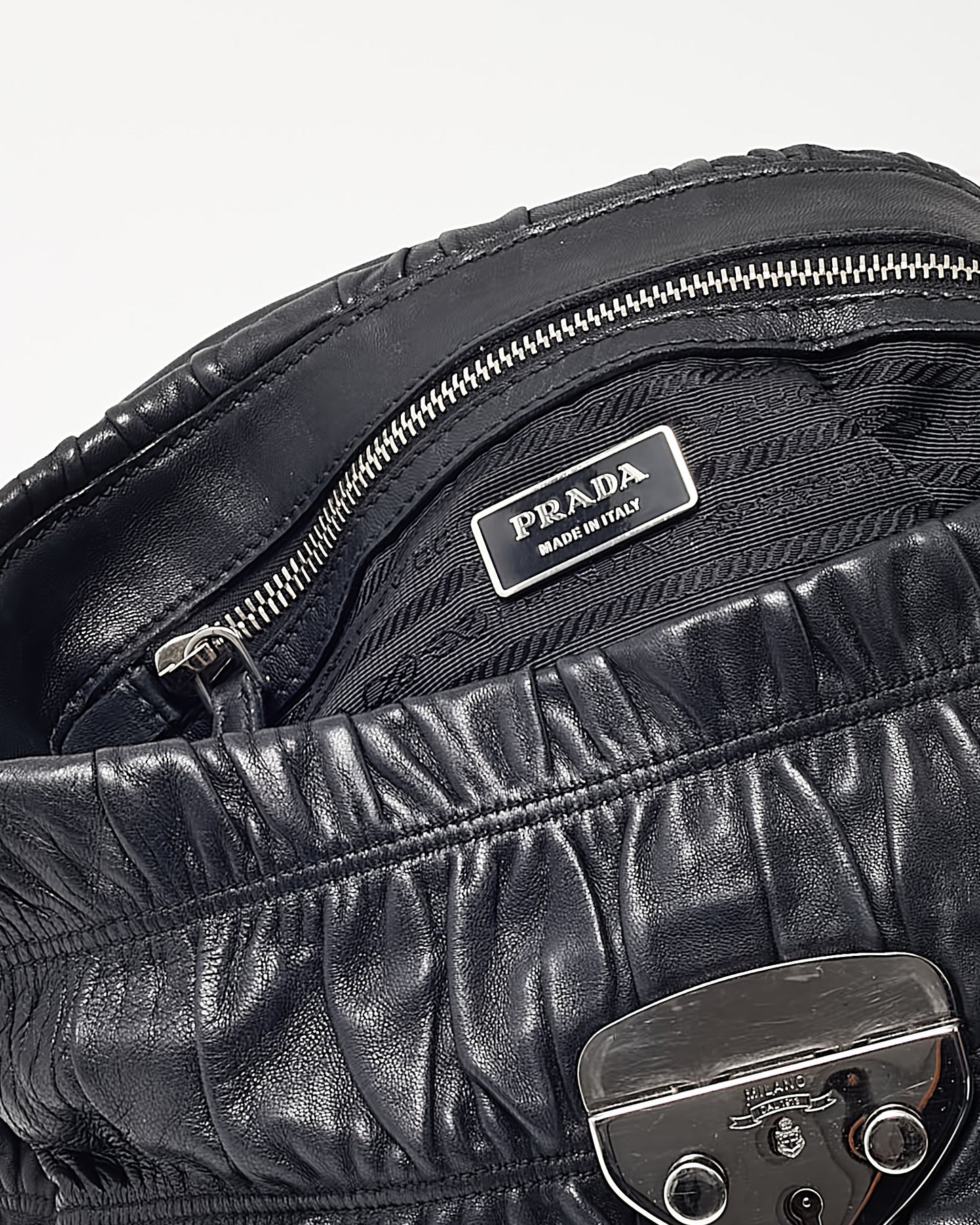 Prada Black Gauffre Nappa Leather Shoulder Bag