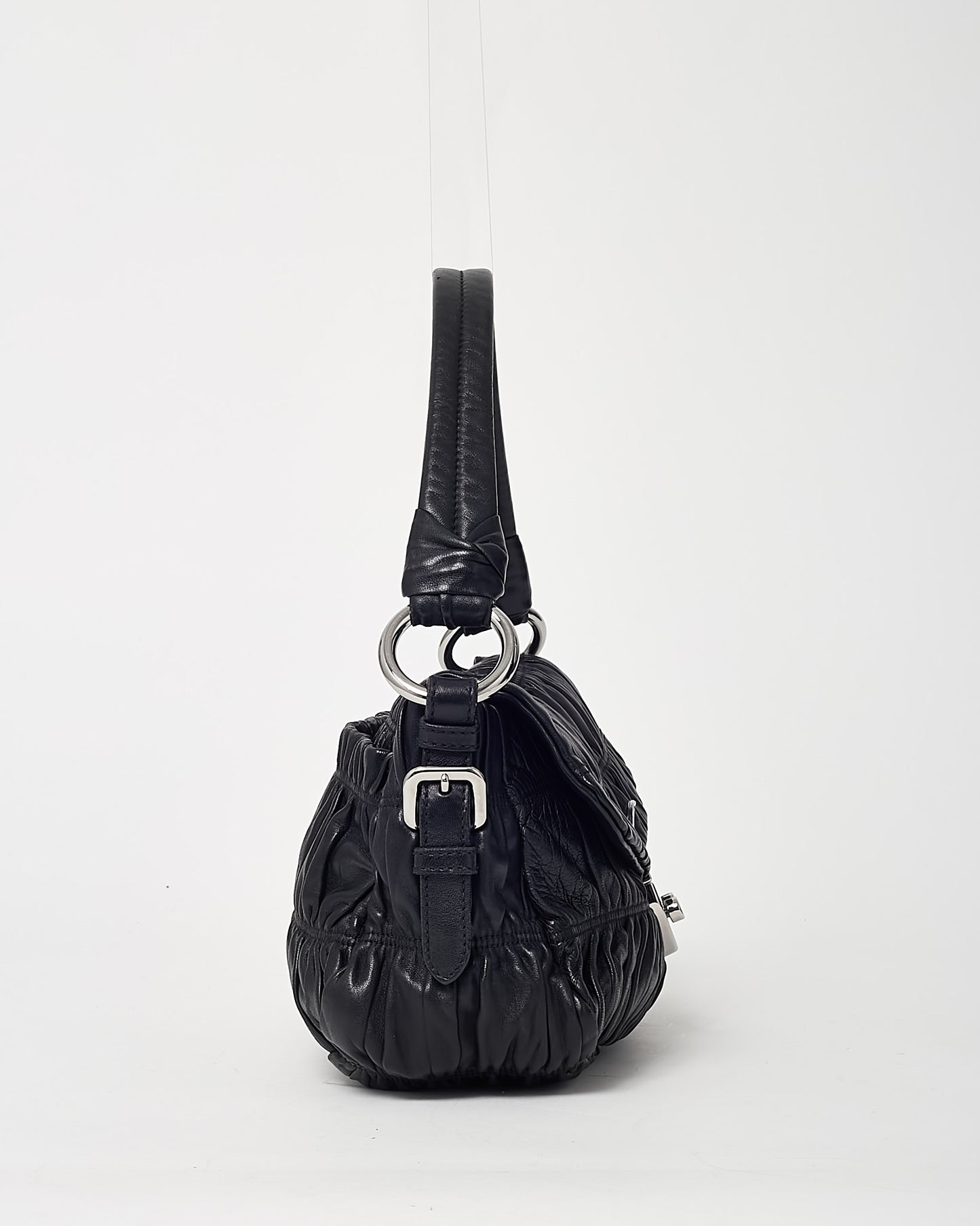 Prada Black Gauffre Nappa Leather Shoulder Bag