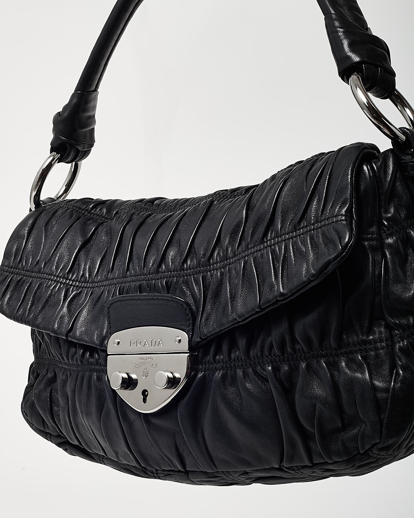 Prada Black Gauffre Nappa Leather Shoulder Bag