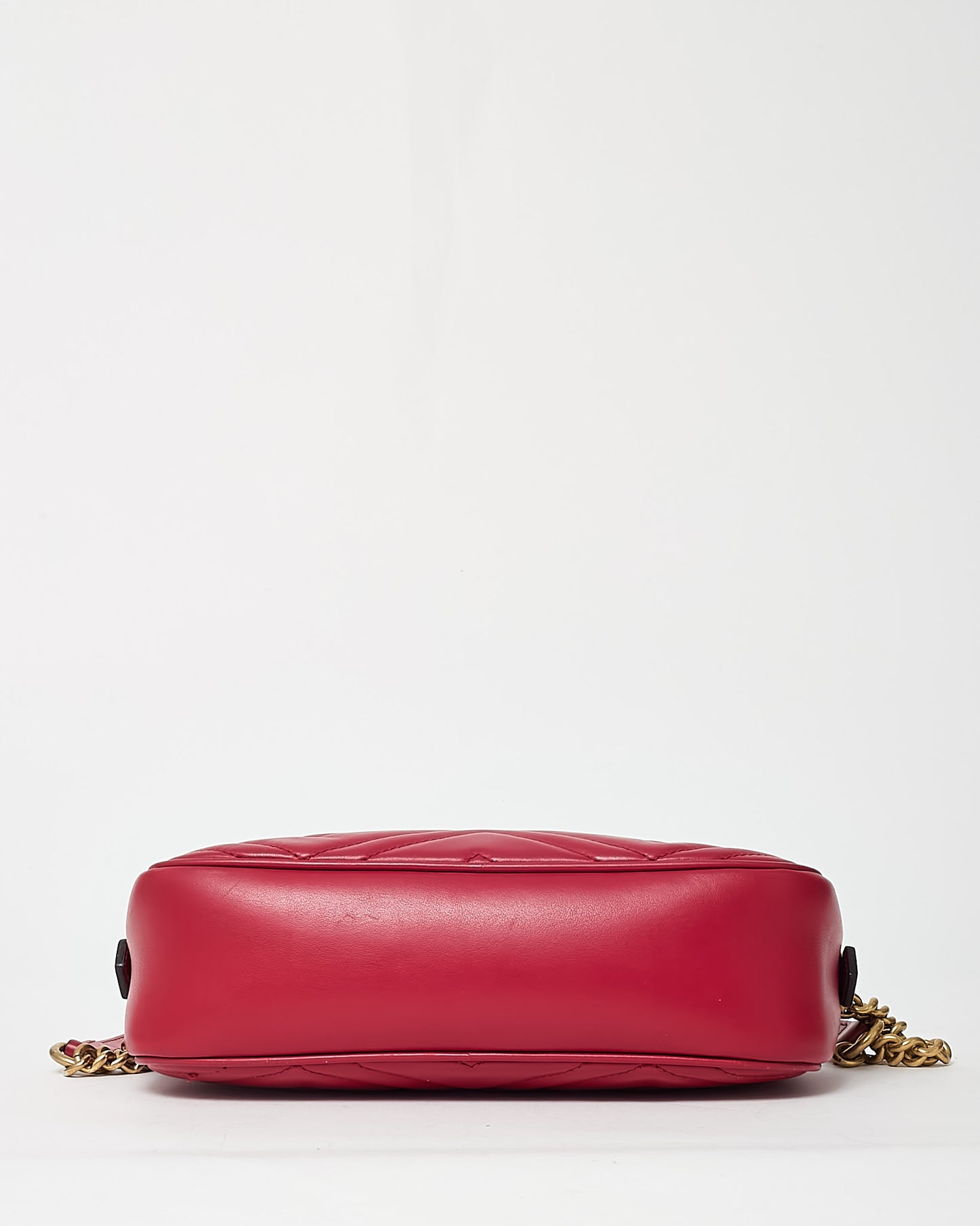 Gucci Red Matelassé Leather GG Marmont Small Camera Crossbody Bag