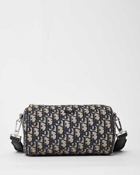 Dior Navy Blue Monogram Oblique Canvas Roller Messenger Crossbody Bag