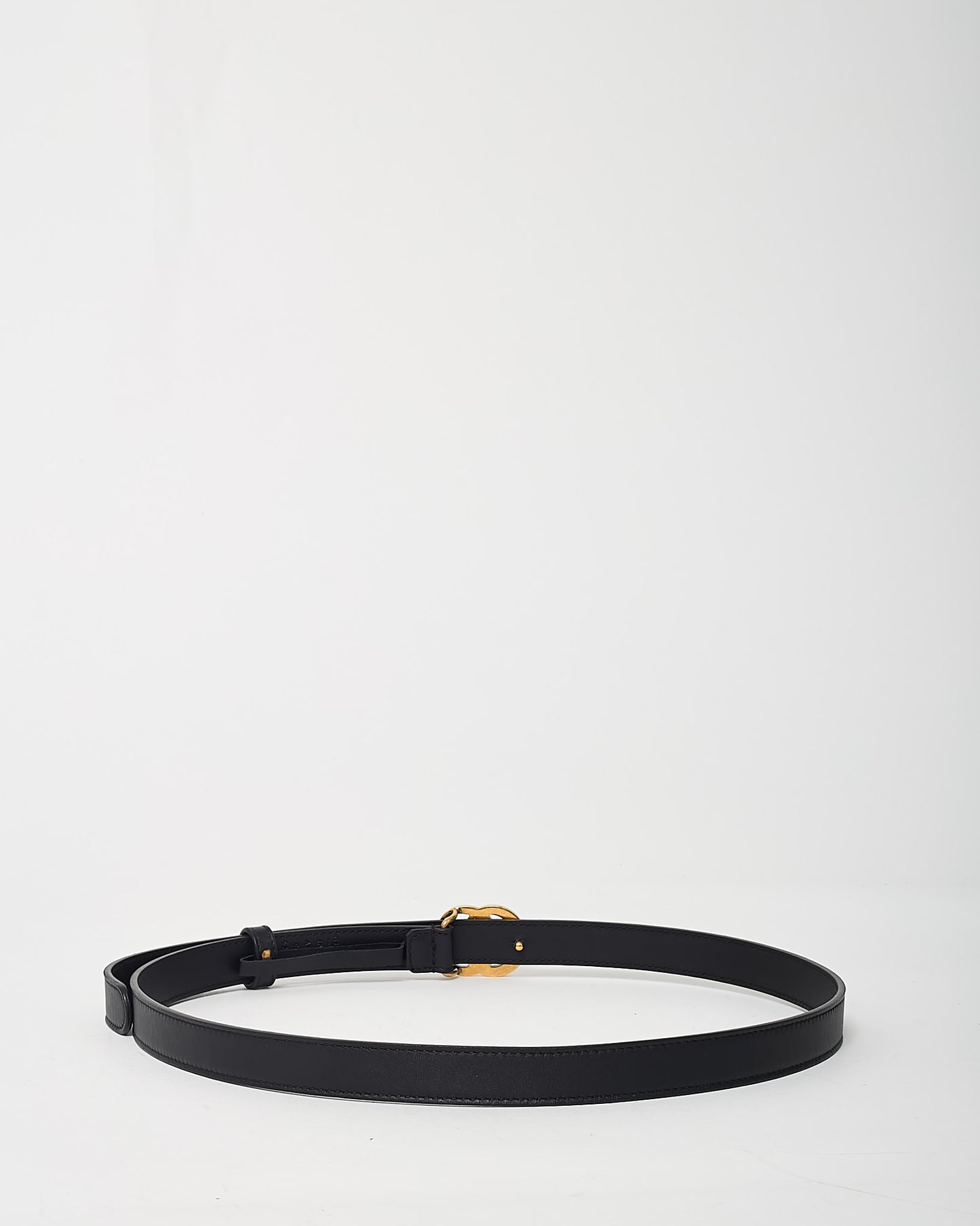 Gucci Black Leather GHW Thin GG Marmont Belt - 90/36