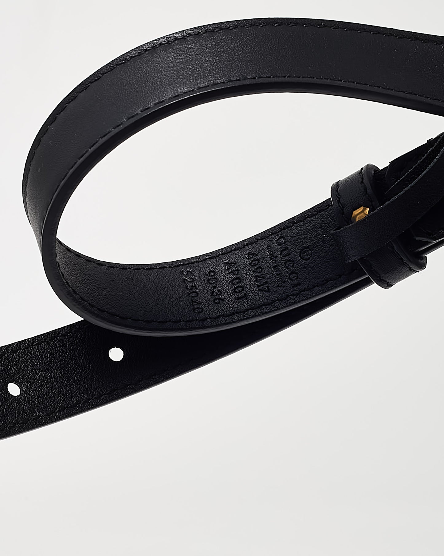 Gucci Black Leather GHW Thin GG Marmont Belt - 90/36