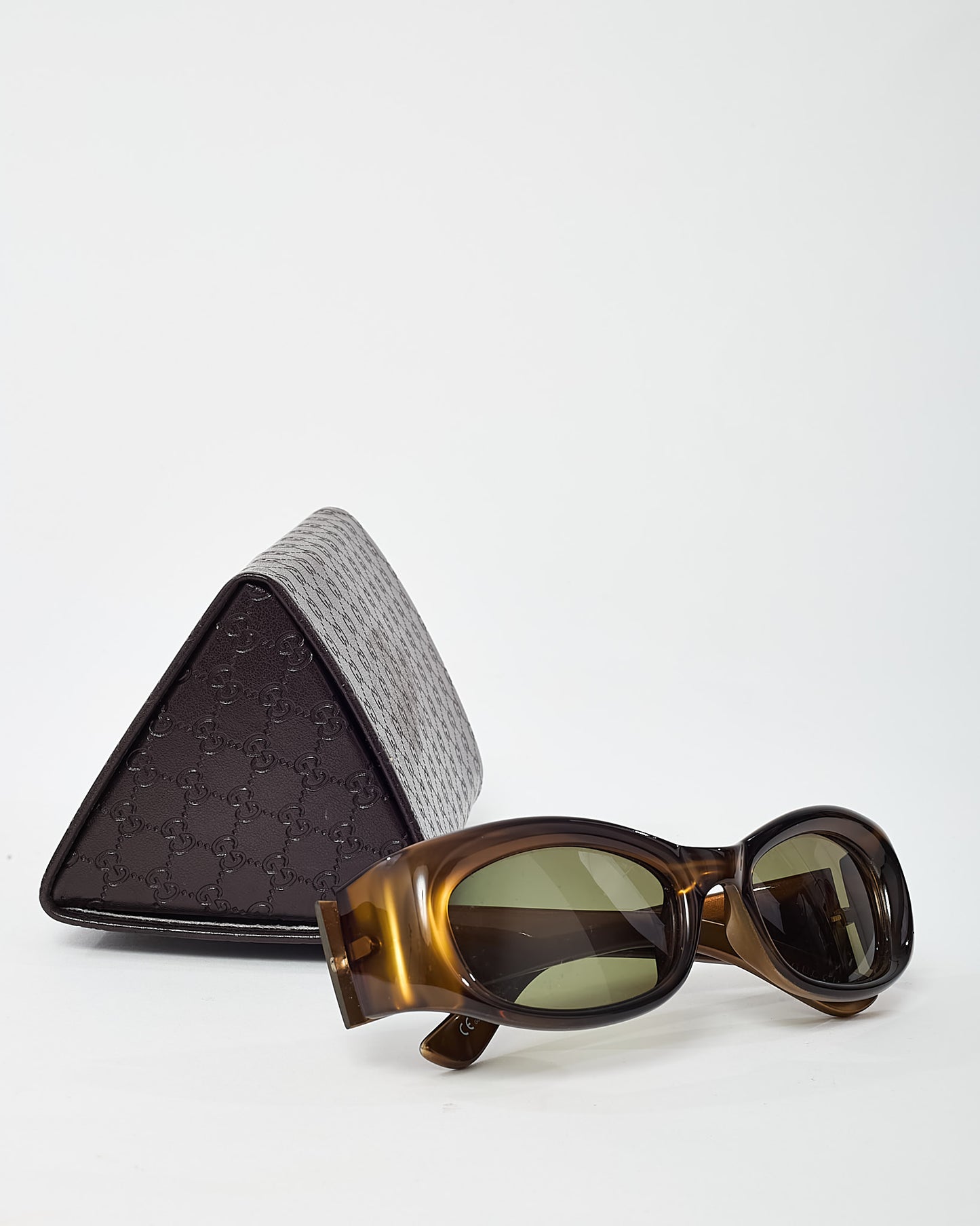 Gucci Vintage Brown Acetate GG 2968/S Oval Sunglasses