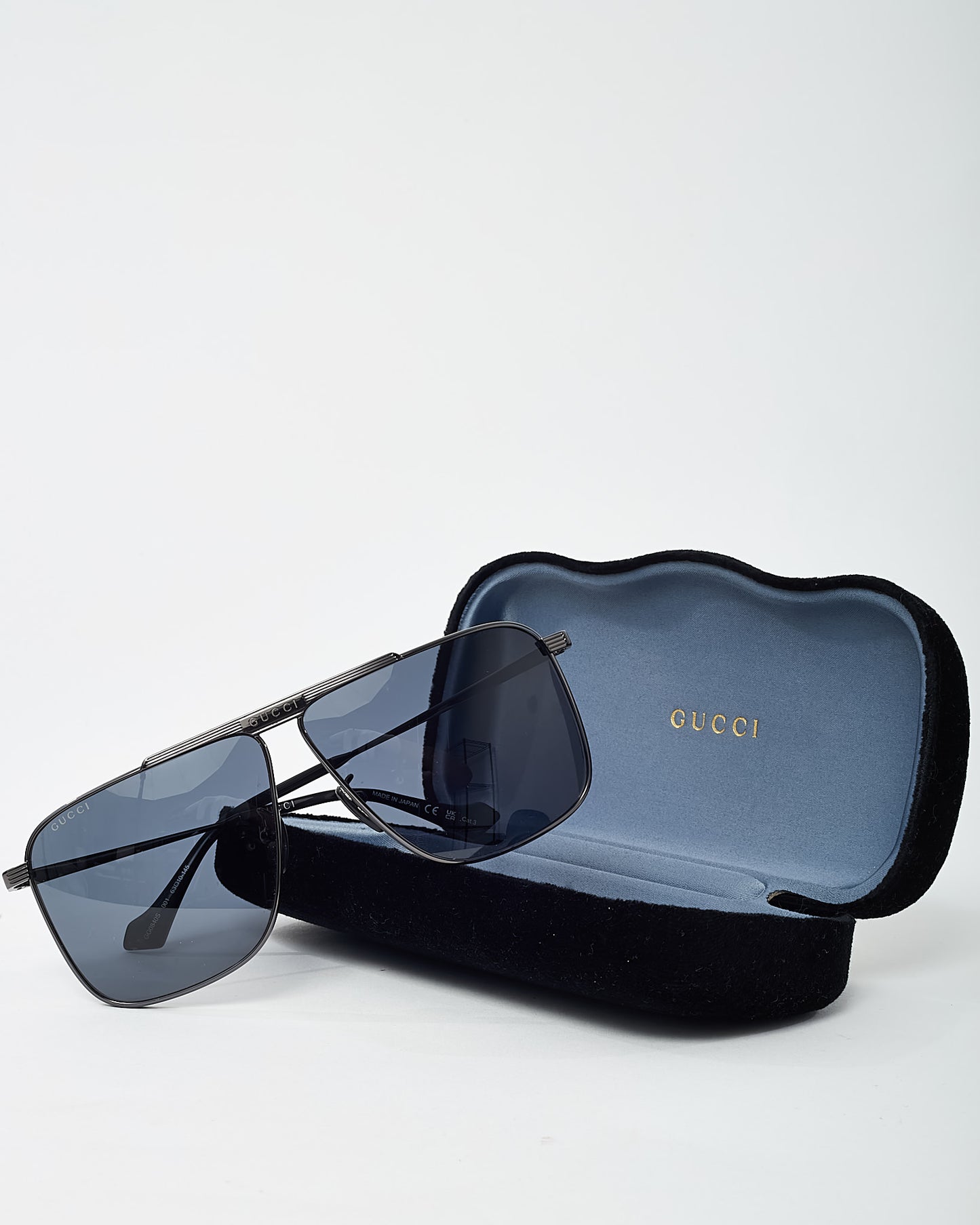 Gucci Men's Black Acetate GG 0840S Aviator Sunglasses