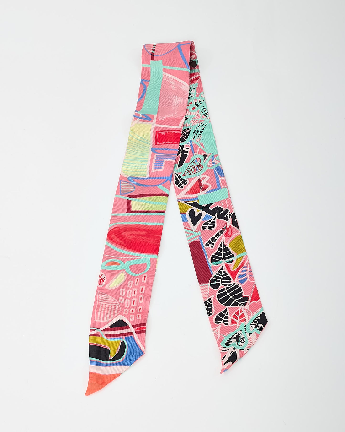 Hermès Pink/Red/Blue Multi "Modernisme Tropical" Silk Twilly Scarf