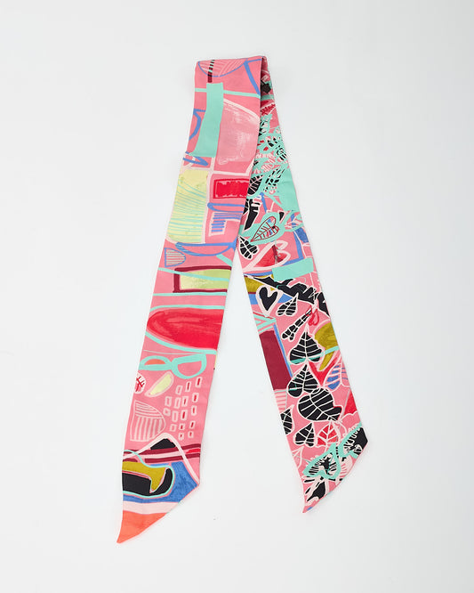 Hermès Pink/Red/Blue Multi "Modernisme Tropical" Silk Twilly Scarf